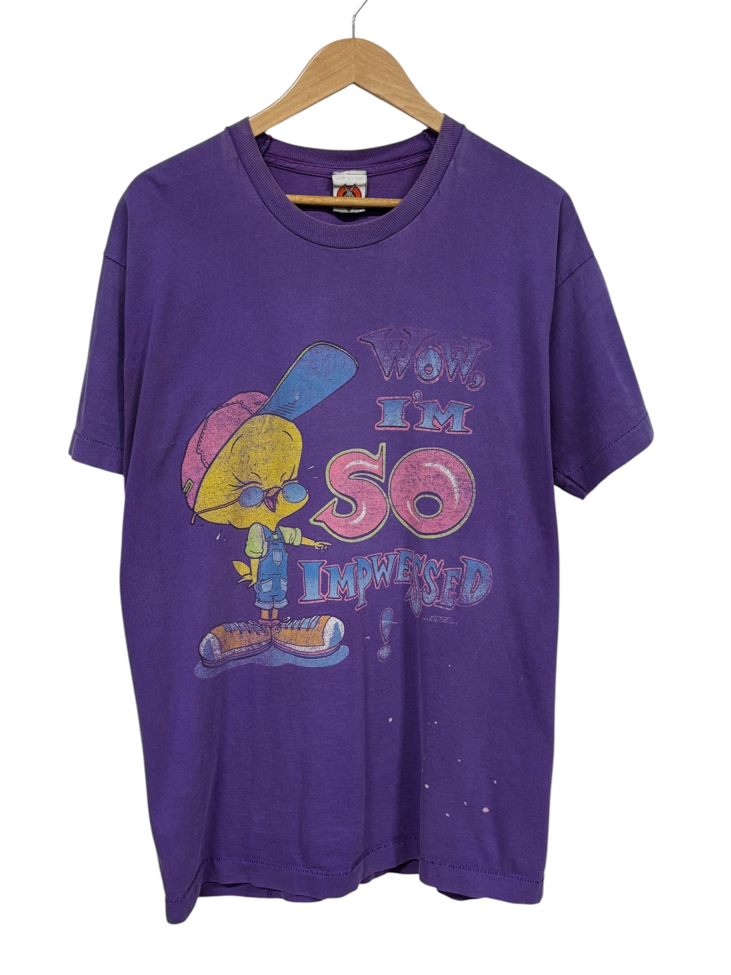 Vintage 90's Looney Tunes Tweety Bird Impwessed Cartoon Tee Size XL