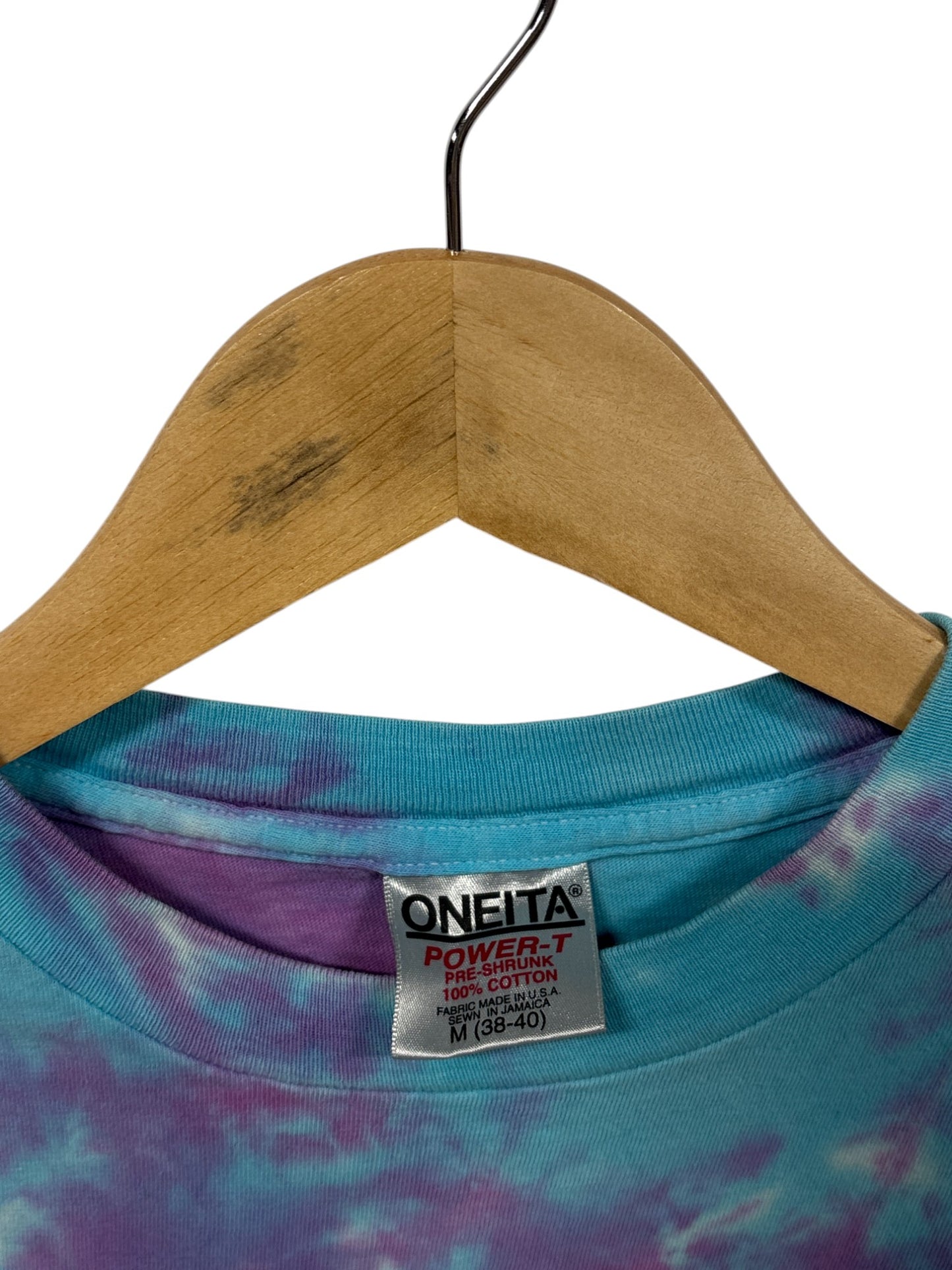 Vintage 90's Oneita Island Dyes Tie Dye Graphic Tee Size Medium