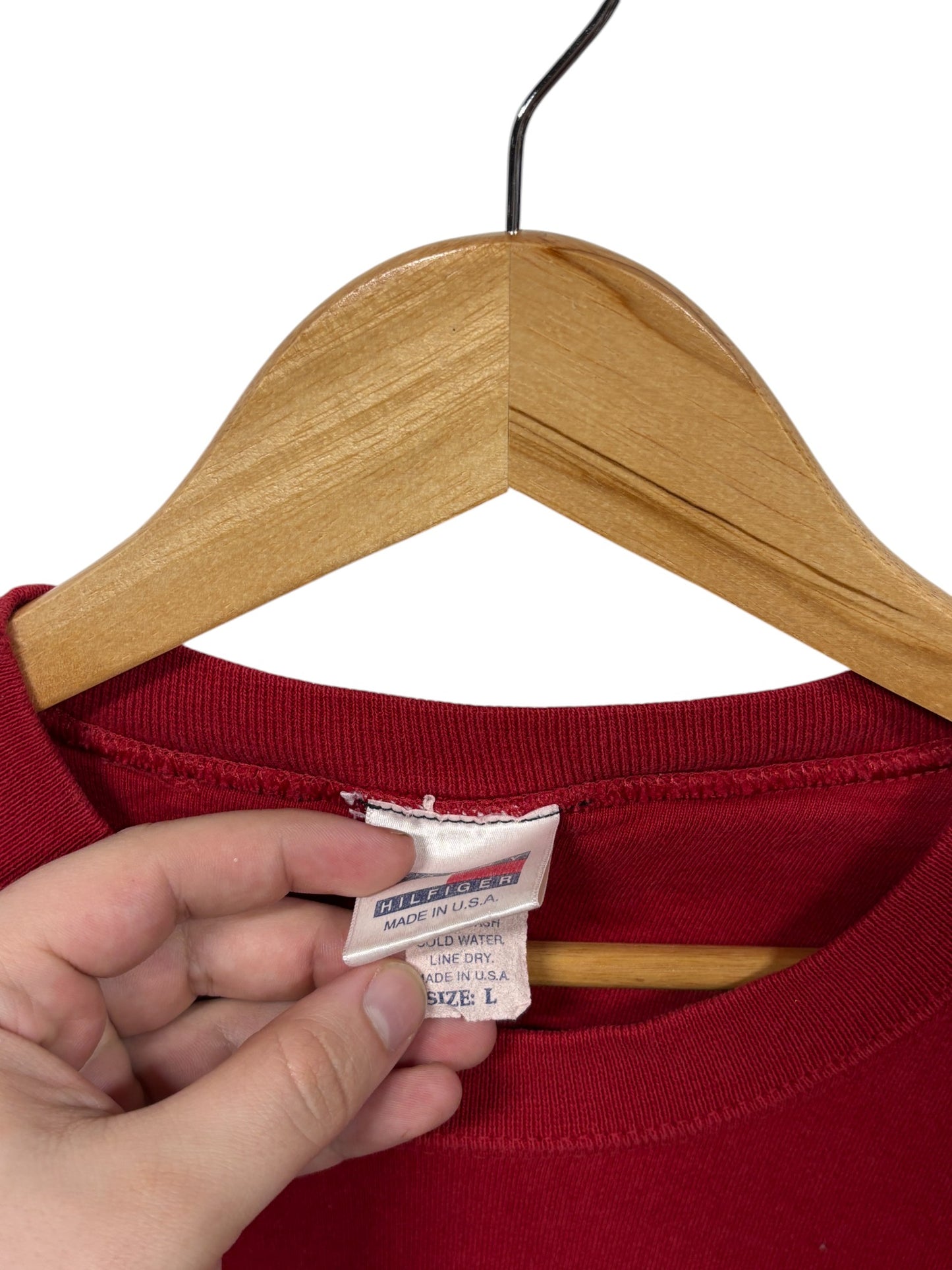 Vintage 90's Tommy Hilfiger Embroidered Red Crewneck Sweater Size Large