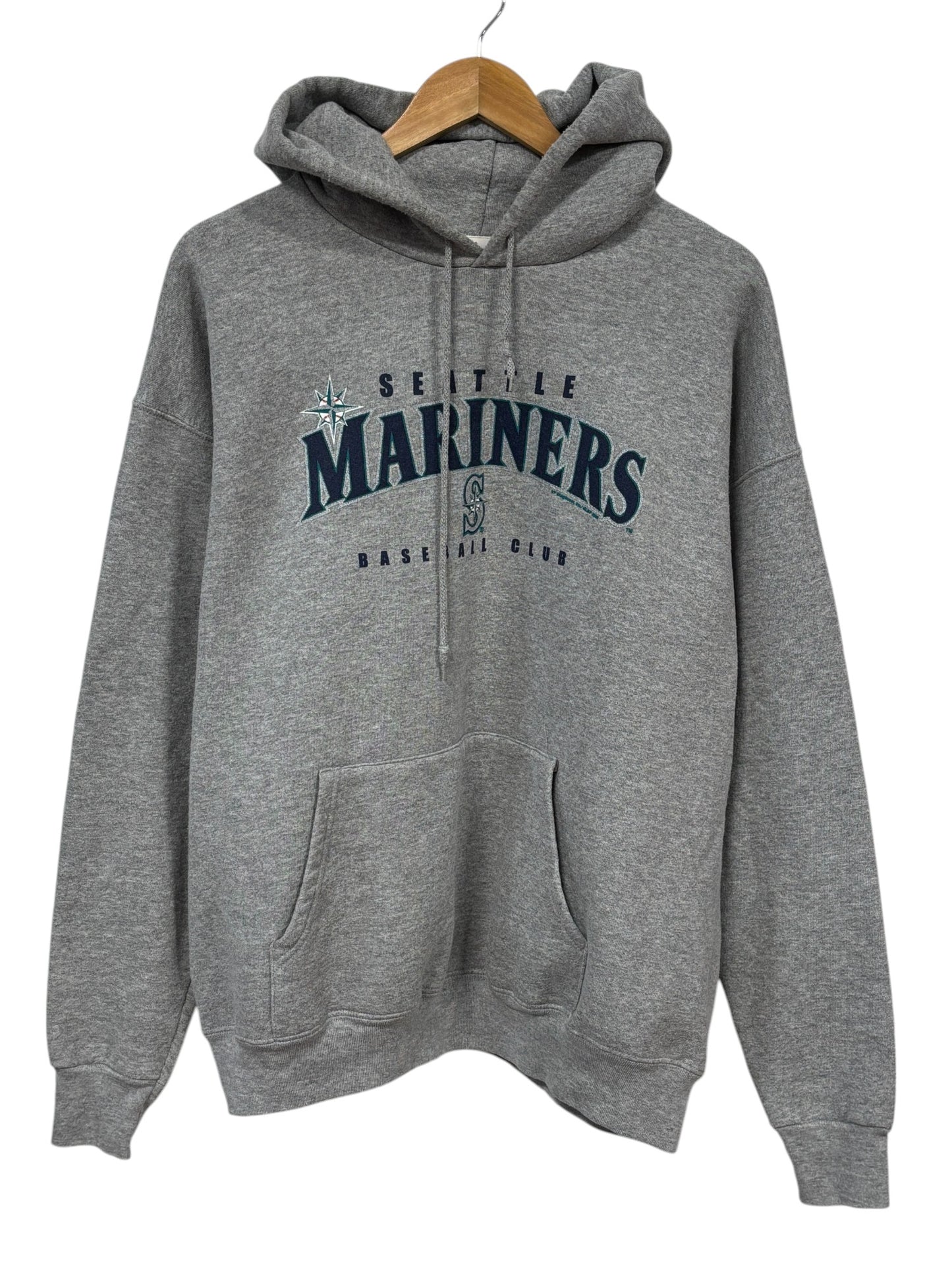 Vintage Y2K Seattle Mariners Grey Pullover Baseball Hoodie Size Large