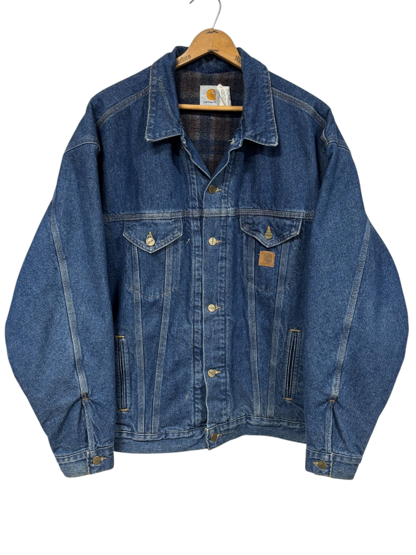 Vintage 90's JB1998 Carhartt Blanket Lined Denim Trucker Jacket Size XL Tall