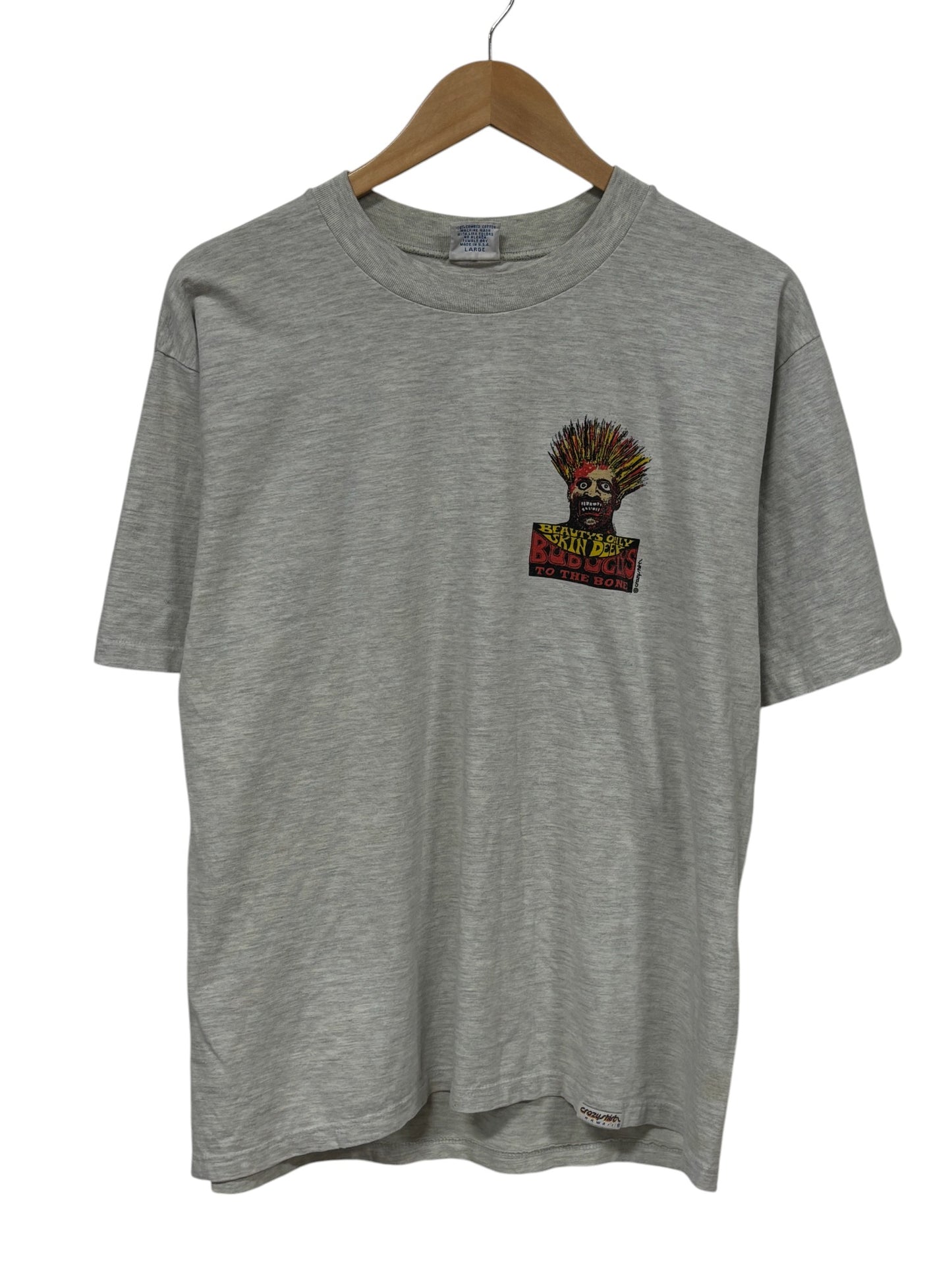 Vintage 90's Bud Ugly's Beautys Only Skin Deep Graphic Tee Size Large