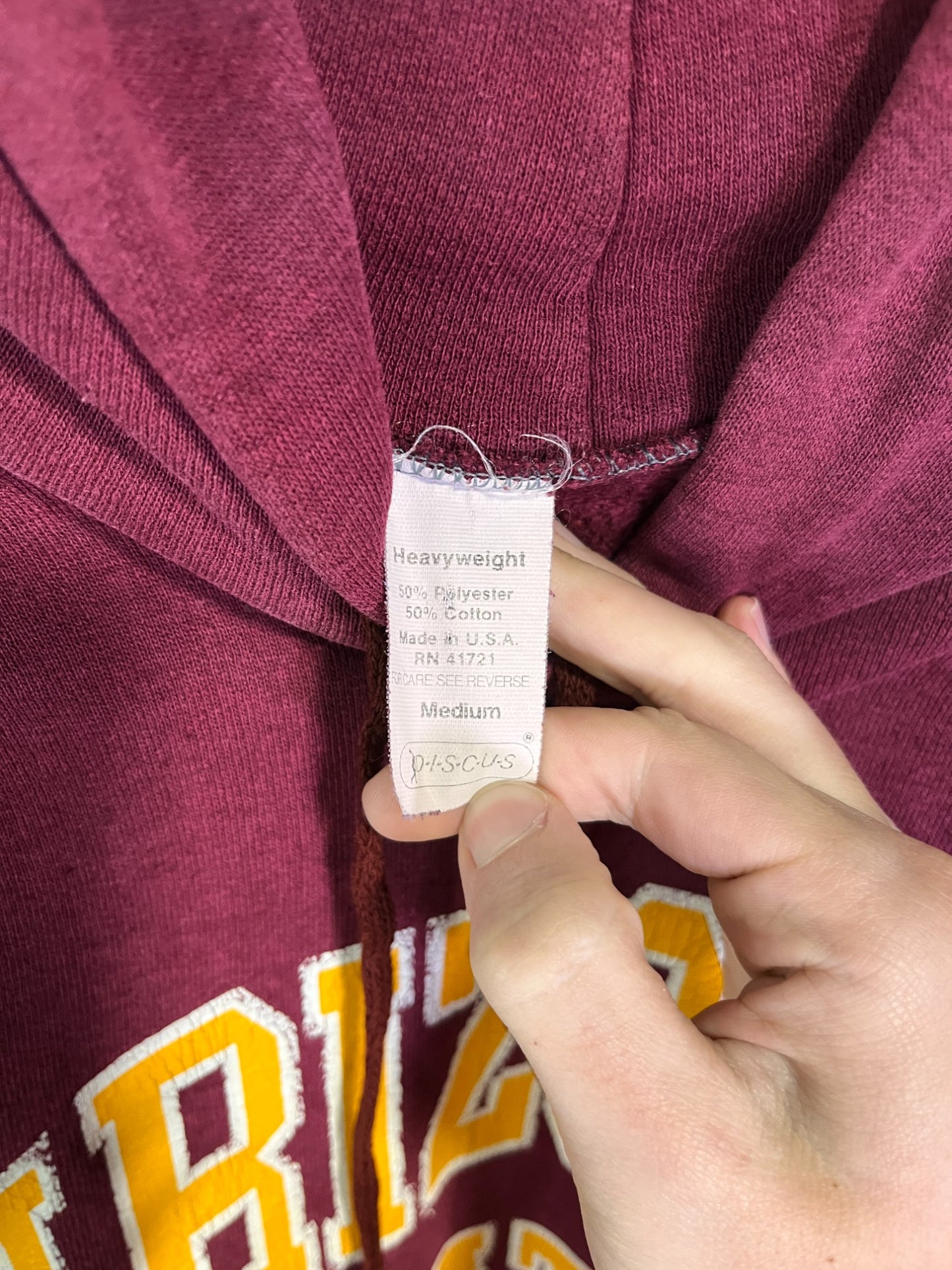 Vintage 90's Made in USA Arizona State Arc Logo Hoodie Size Medium