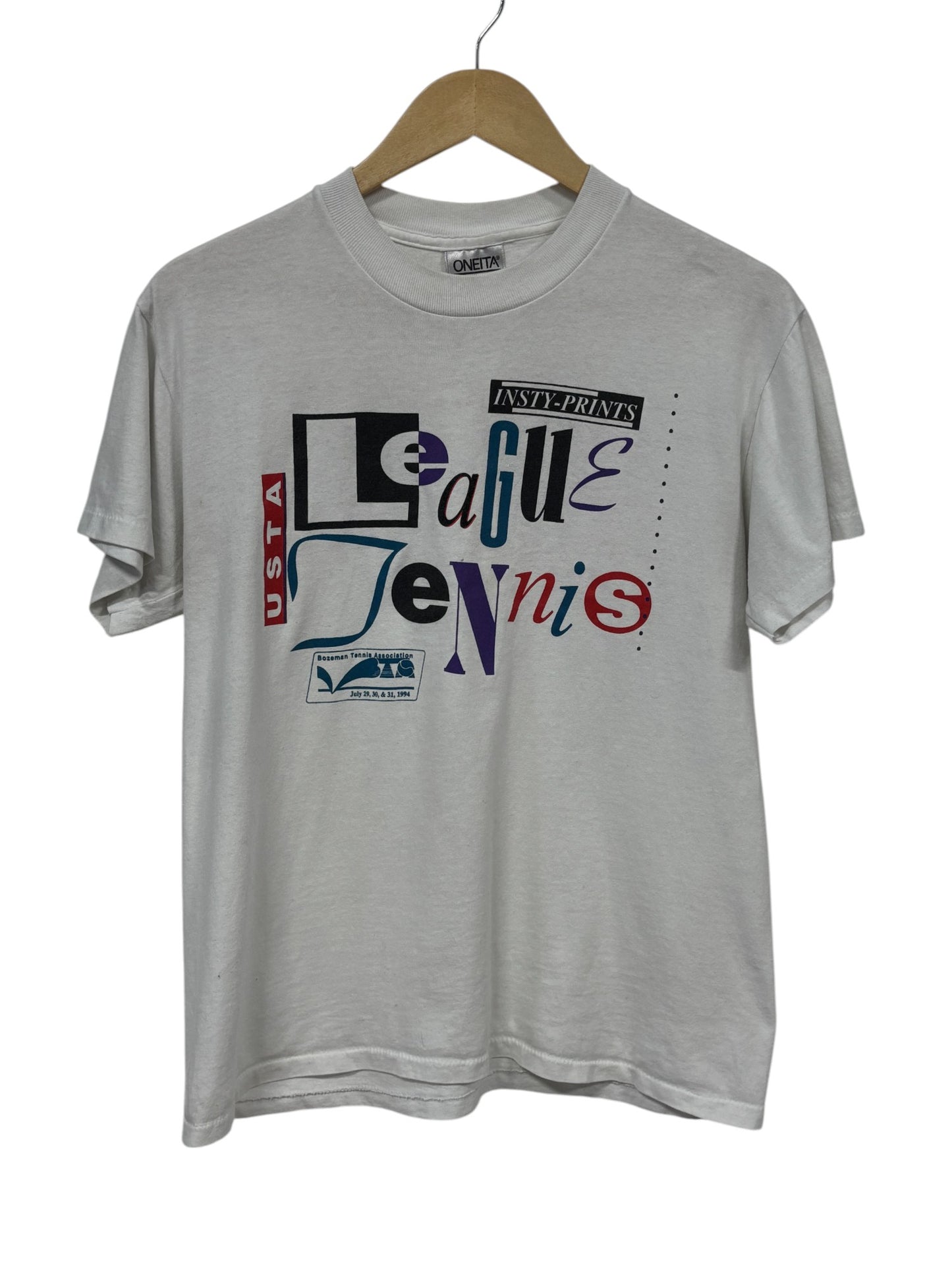 Vintage 1994 Bozeman Montana Tennis League Graphic Tee Size Medium