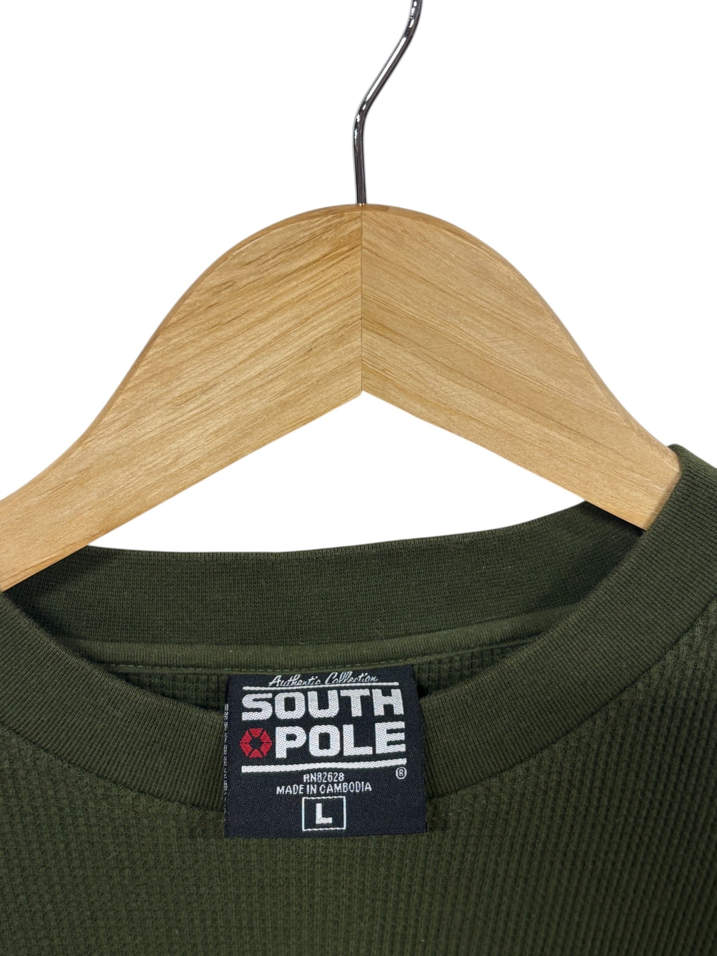 Vintage Y2K South Pole Small Logo Green Thermal Long Sleeve Shirt Size Large