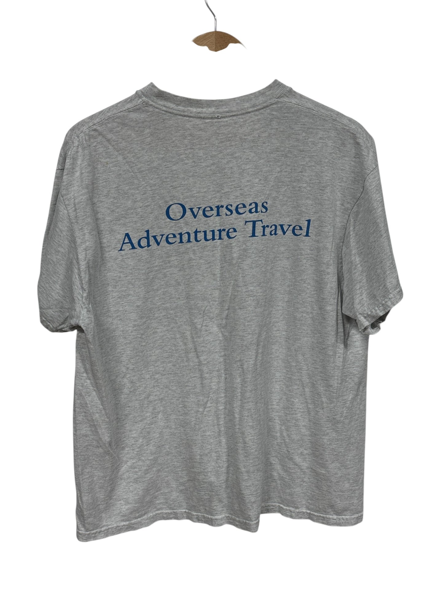 Vintage 90's Overseas Adventure Travel Cartoon Graphic Tee Size Large
