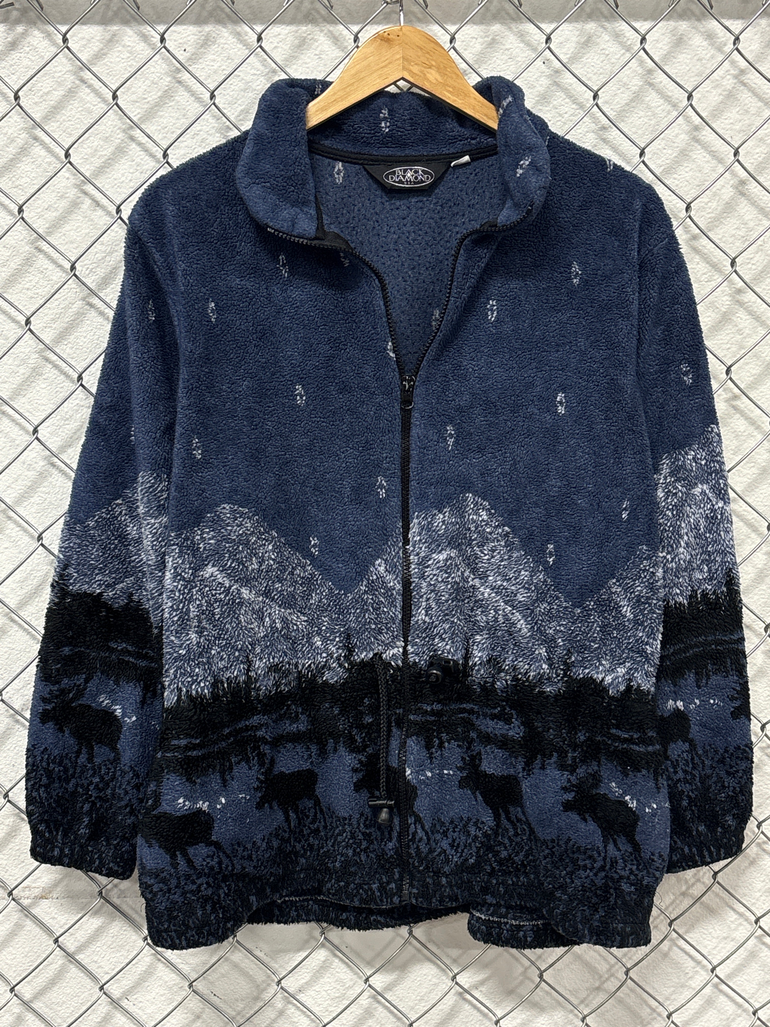 Vintage 90's Black Diamond Nature Mountains Fleece Sweater Size