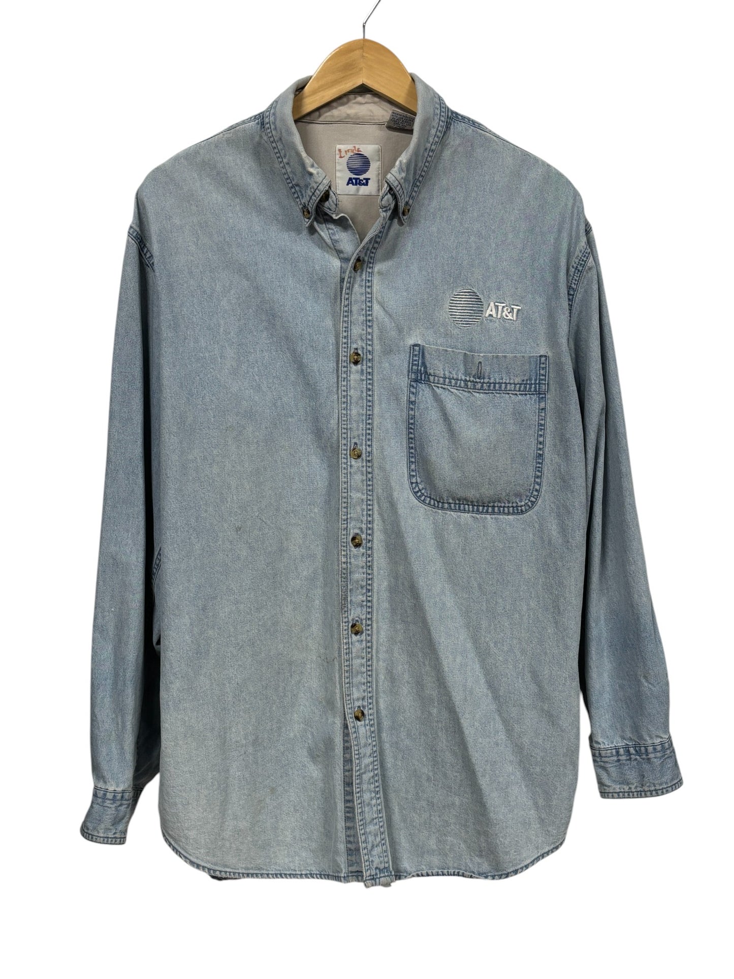 Vintage 90's AT&T Denim Button Up Shirt Size Large