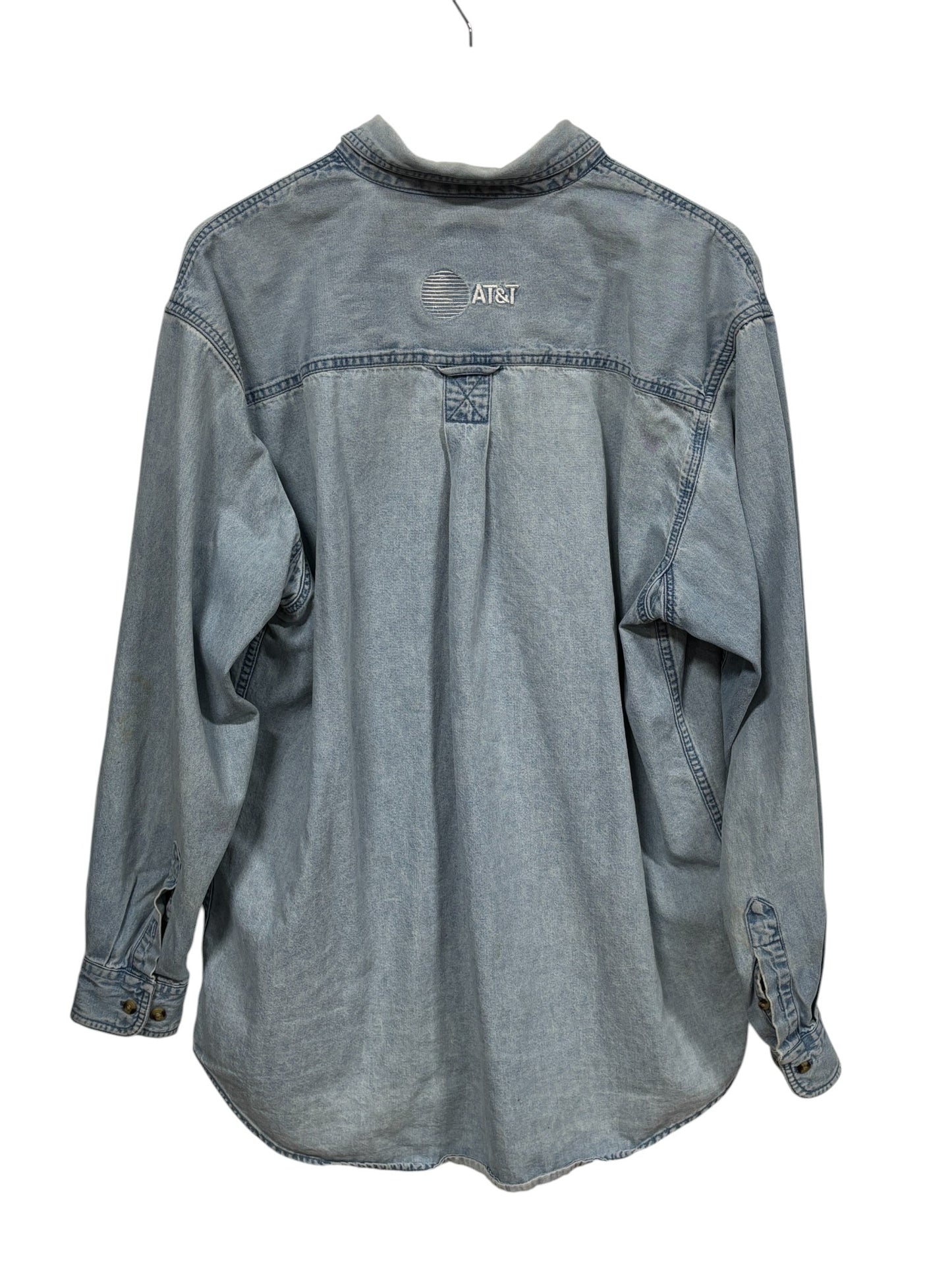 Vintage 90's AT&T Denim Button Up Shirt Size Large