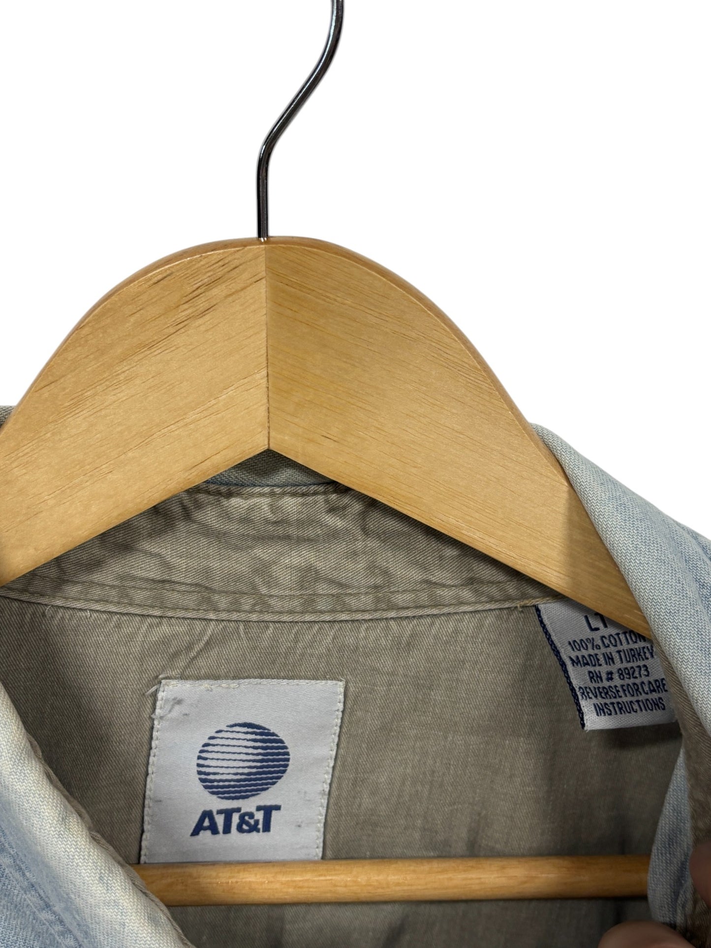 Vintage 90's AT&T Denim Button Up Shirt Size Large Tall