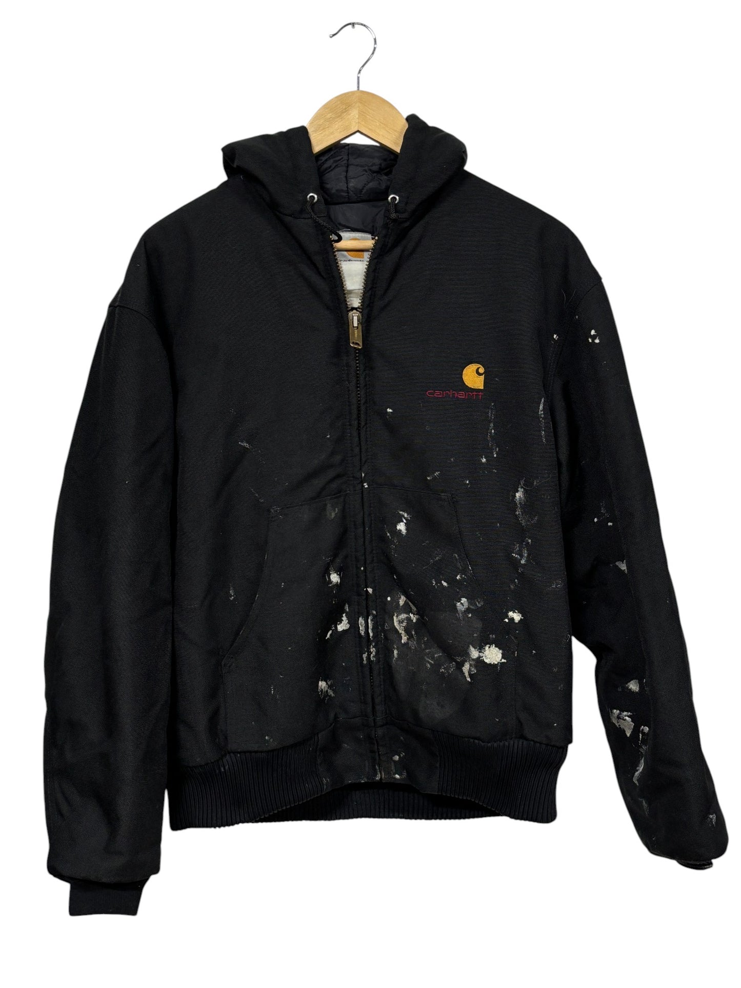 Vintage Carhartt Distressed Black Zip Up Work Jacket Made in USA Size Large