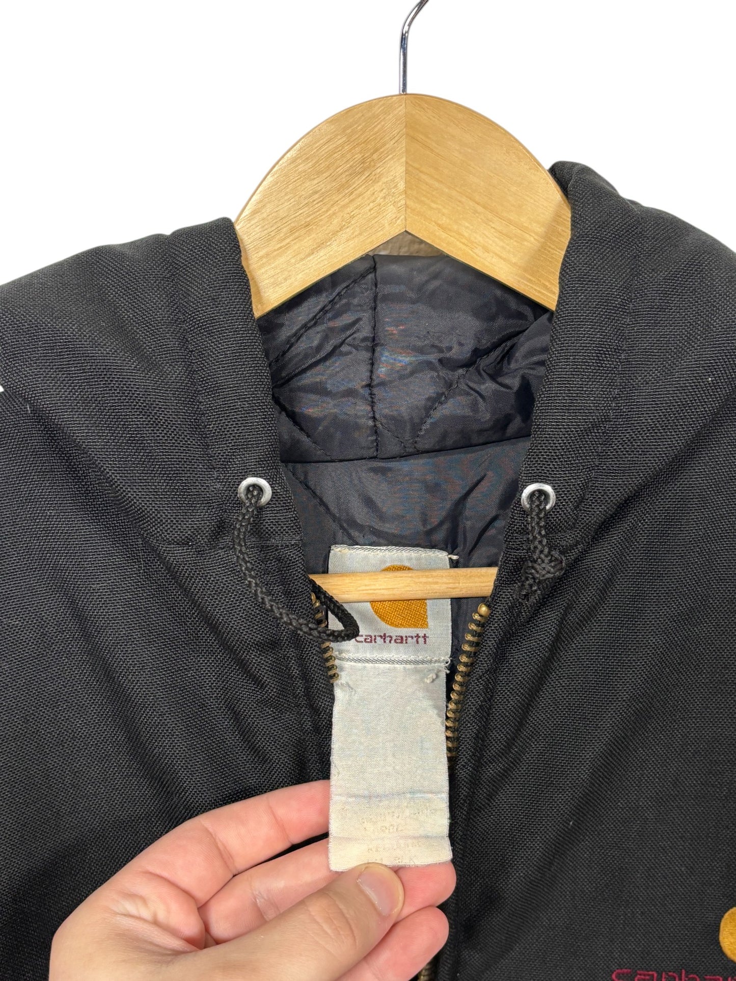 Vintage Carhartt Distressed Black Zip Up Work Jacket Made in USA Size Large