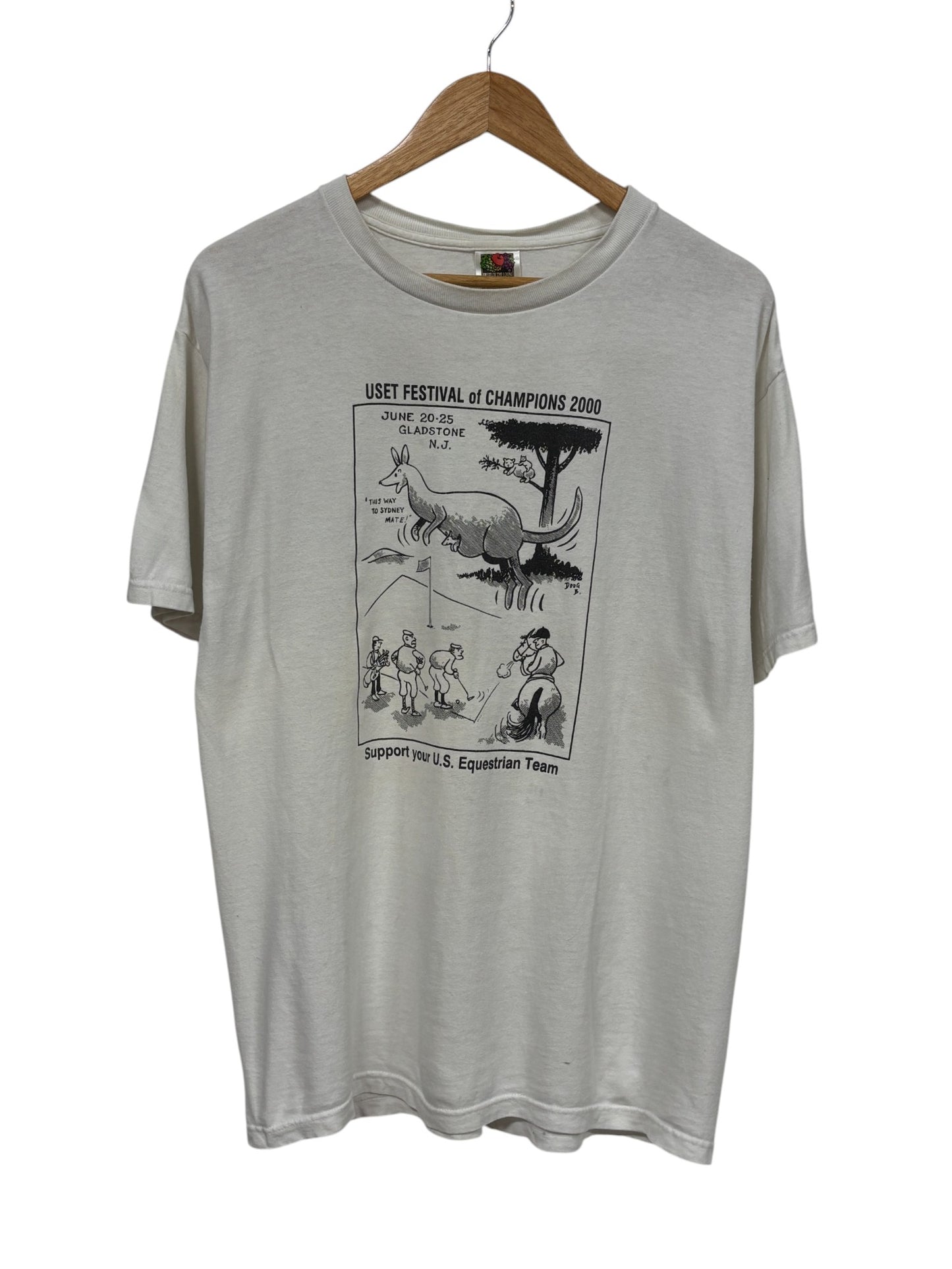 Vintage 2000 Equestrian Team Cartoon Graphic Tee Size Large