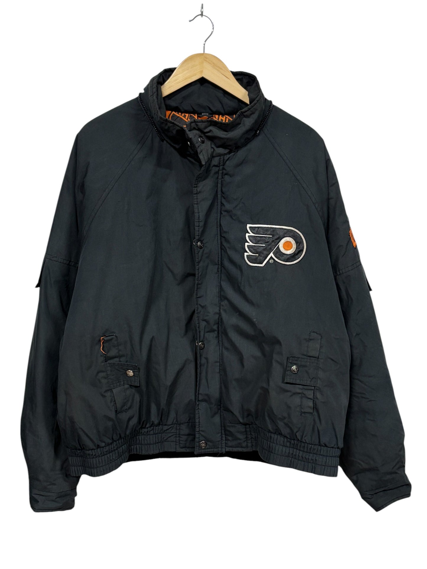 Vintage 90's Pro Player Philadelphia Flyers Hockey Puffer Jacket Size Large
