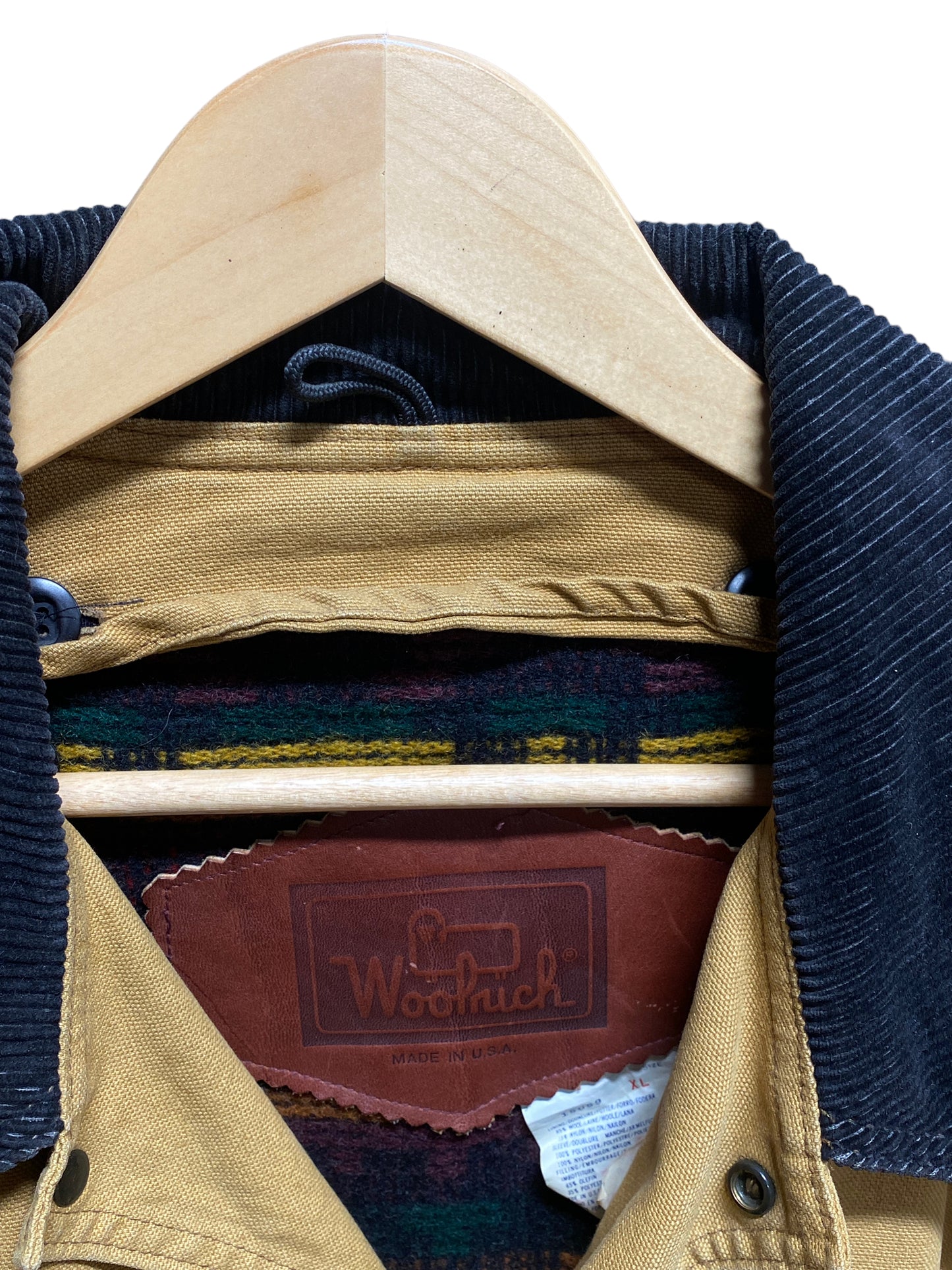 Vintage Woolrich Made in USA Light Brown Corduroy Collar Chore Jacket Size XL