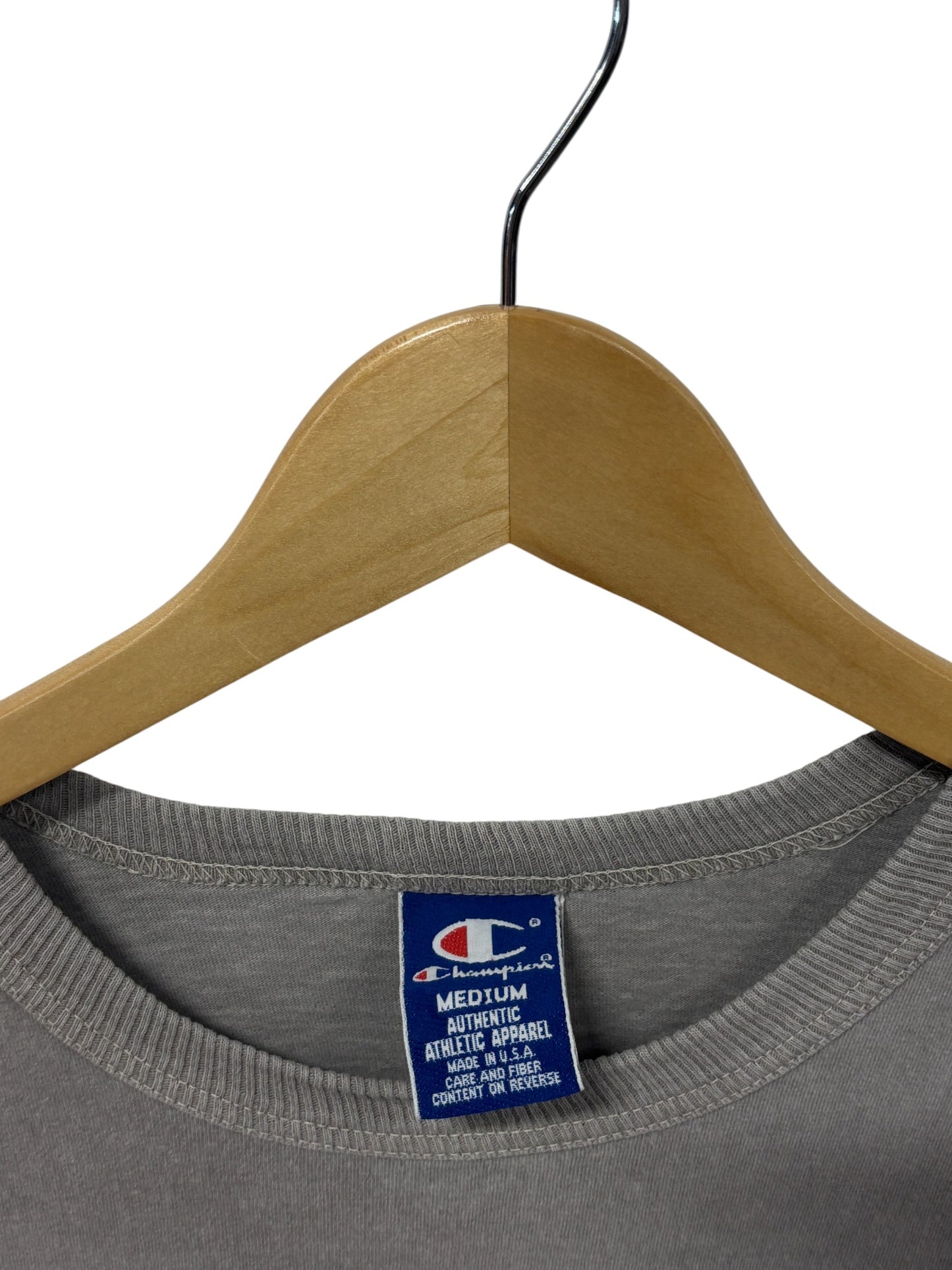 Vintage 90's Champion Stone Grey Blank Tee Size Medium