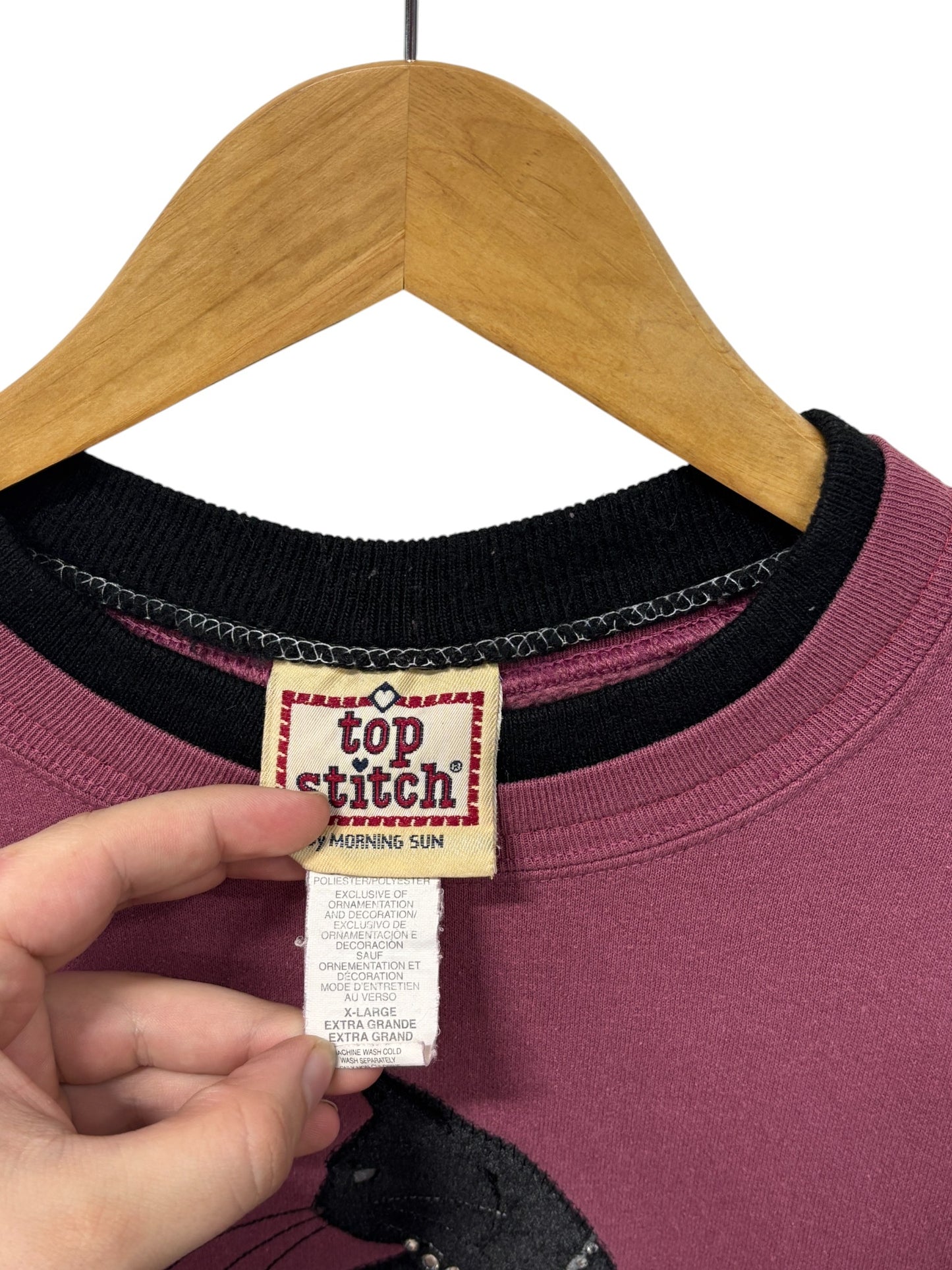 Vintage 90's Black Cat Graphic Crewneck Sweater Size XL