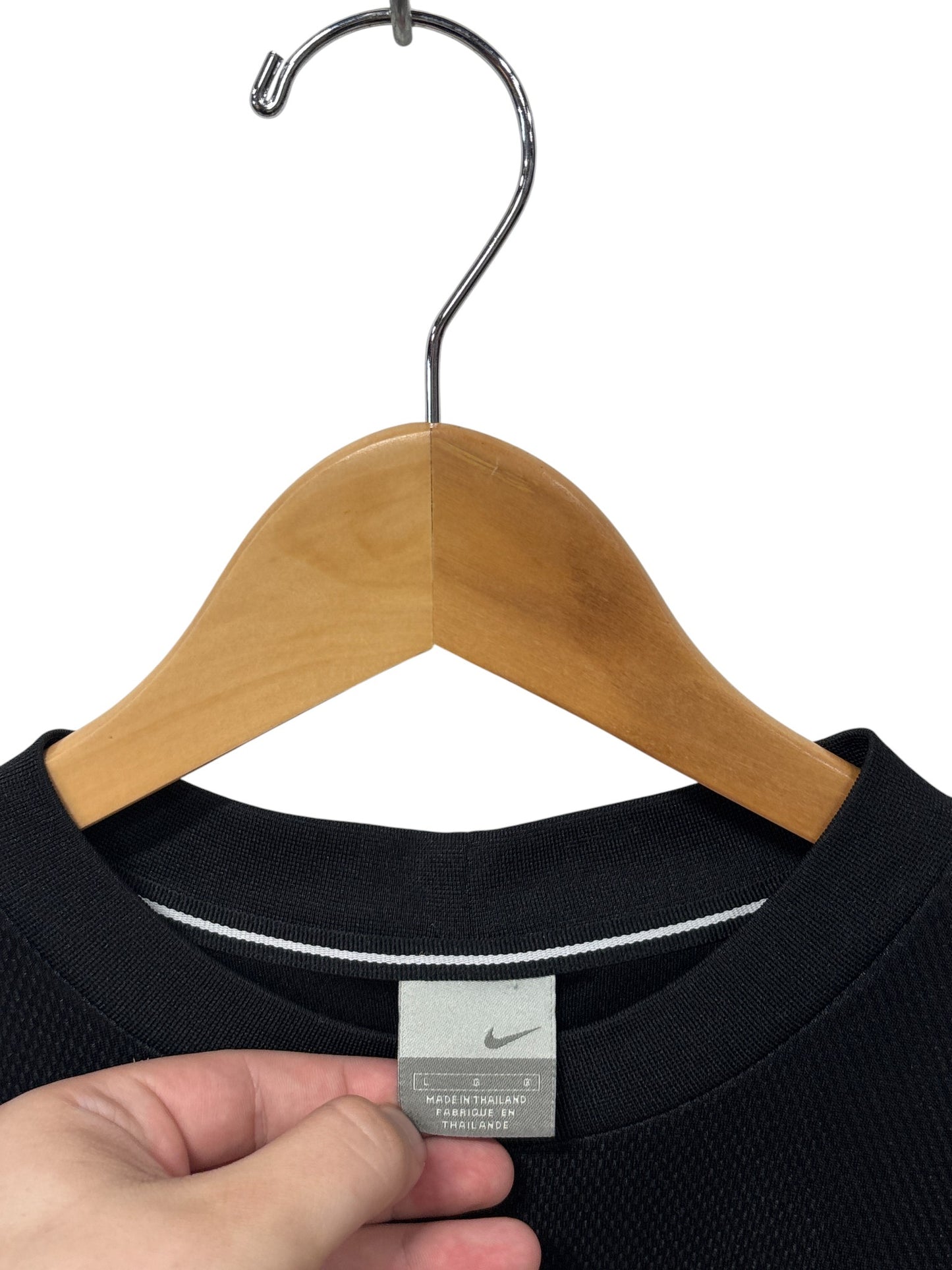 Vintage Y2K Nike Black Mesh Jersey Style Tee Size Large