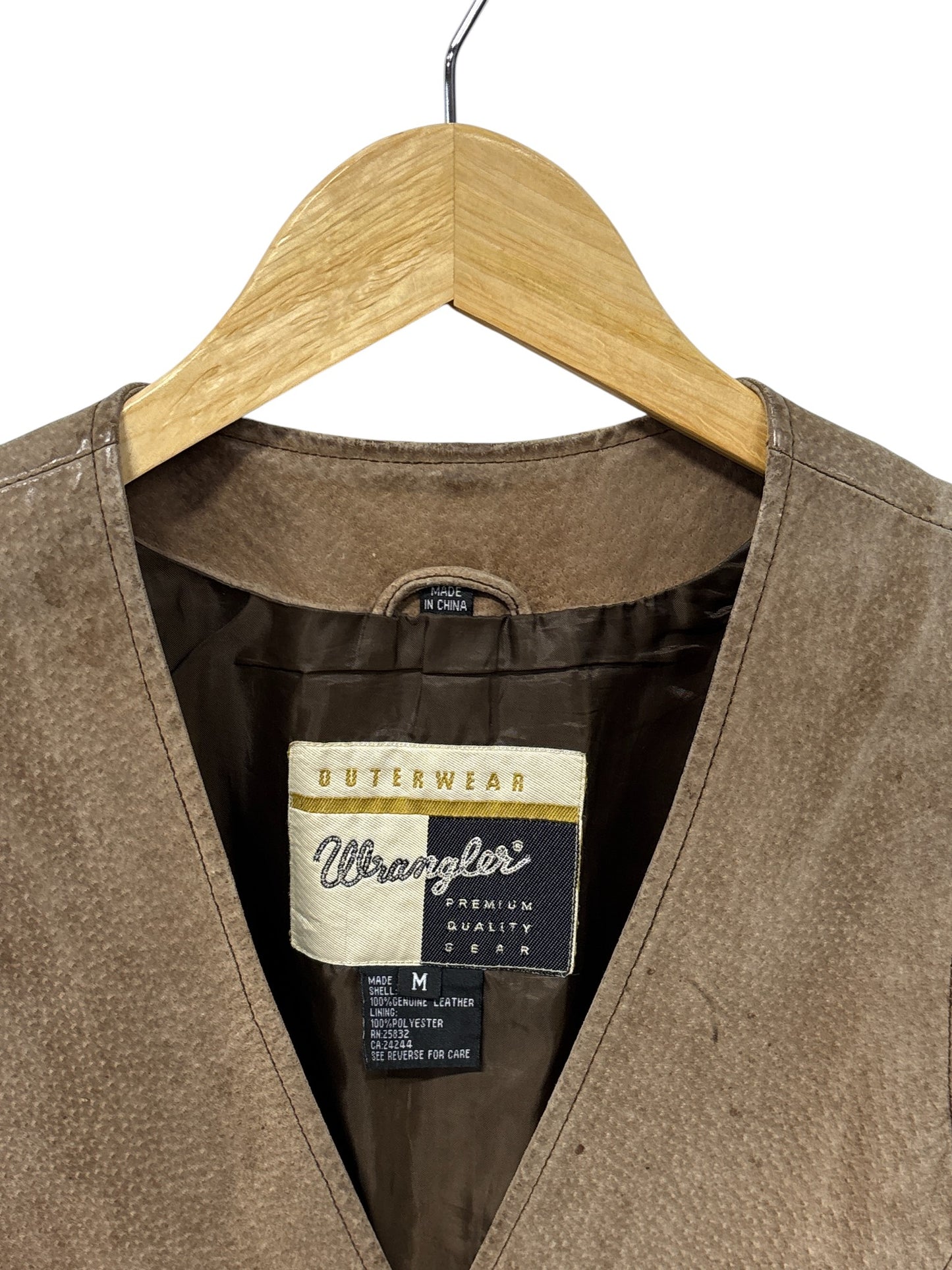 Wrangler Genuine Leather Western Vest Size Medium