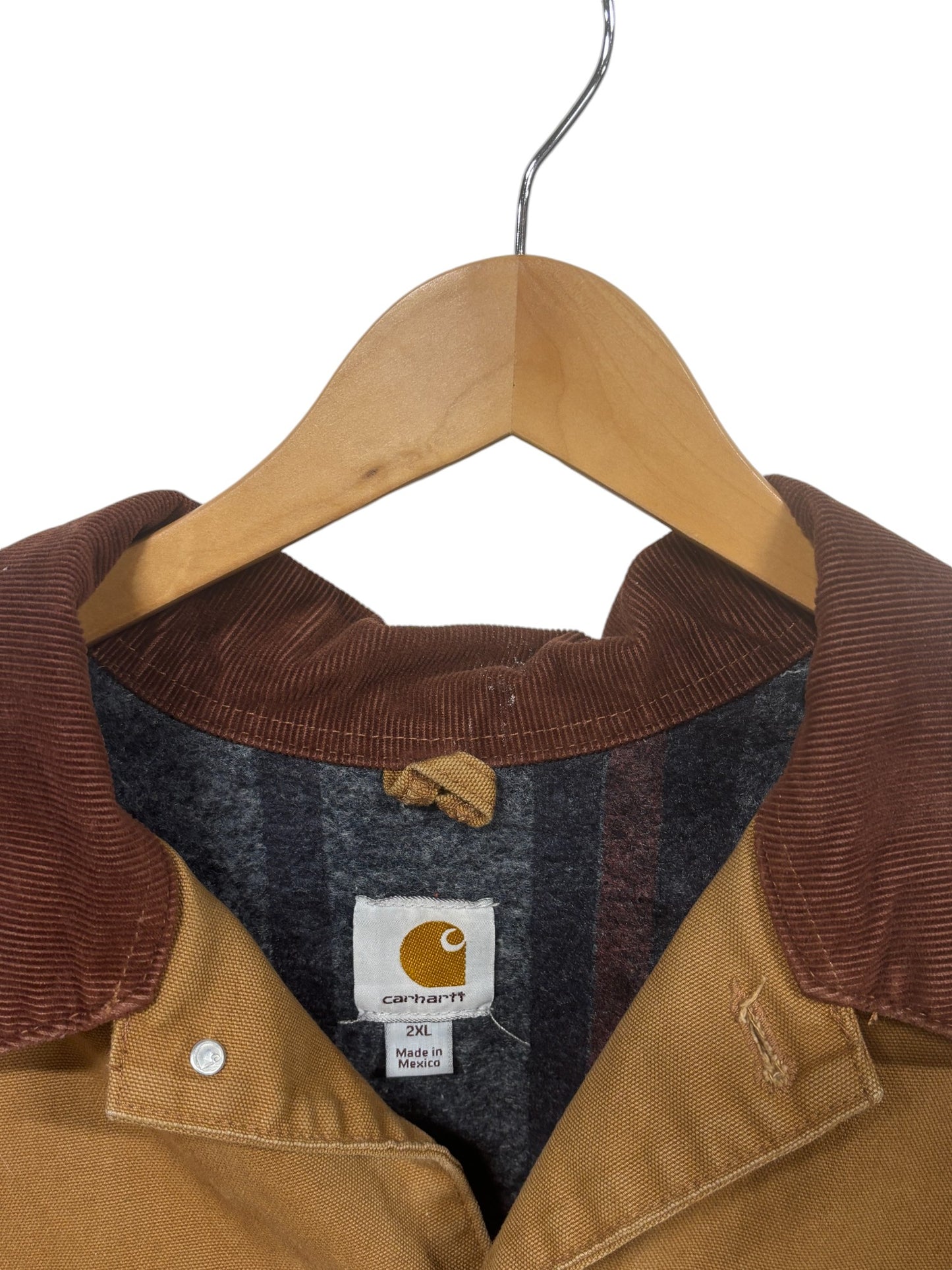 Vintage Carhartt Brown Blanked Lined Chore Coat Size XXL
