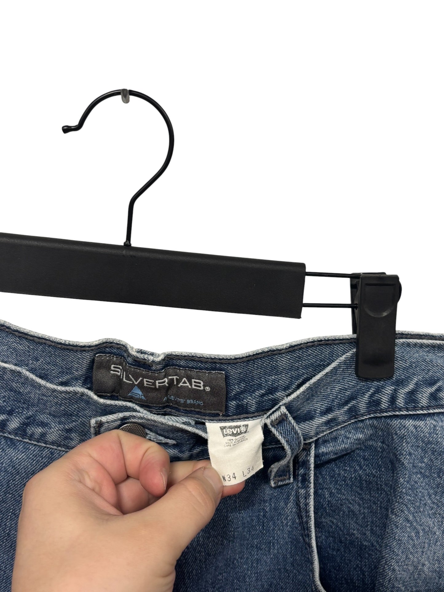 Vintage Levi's Silvertab Baggy Straight Leg Denim Skater Jeans Size 34x33