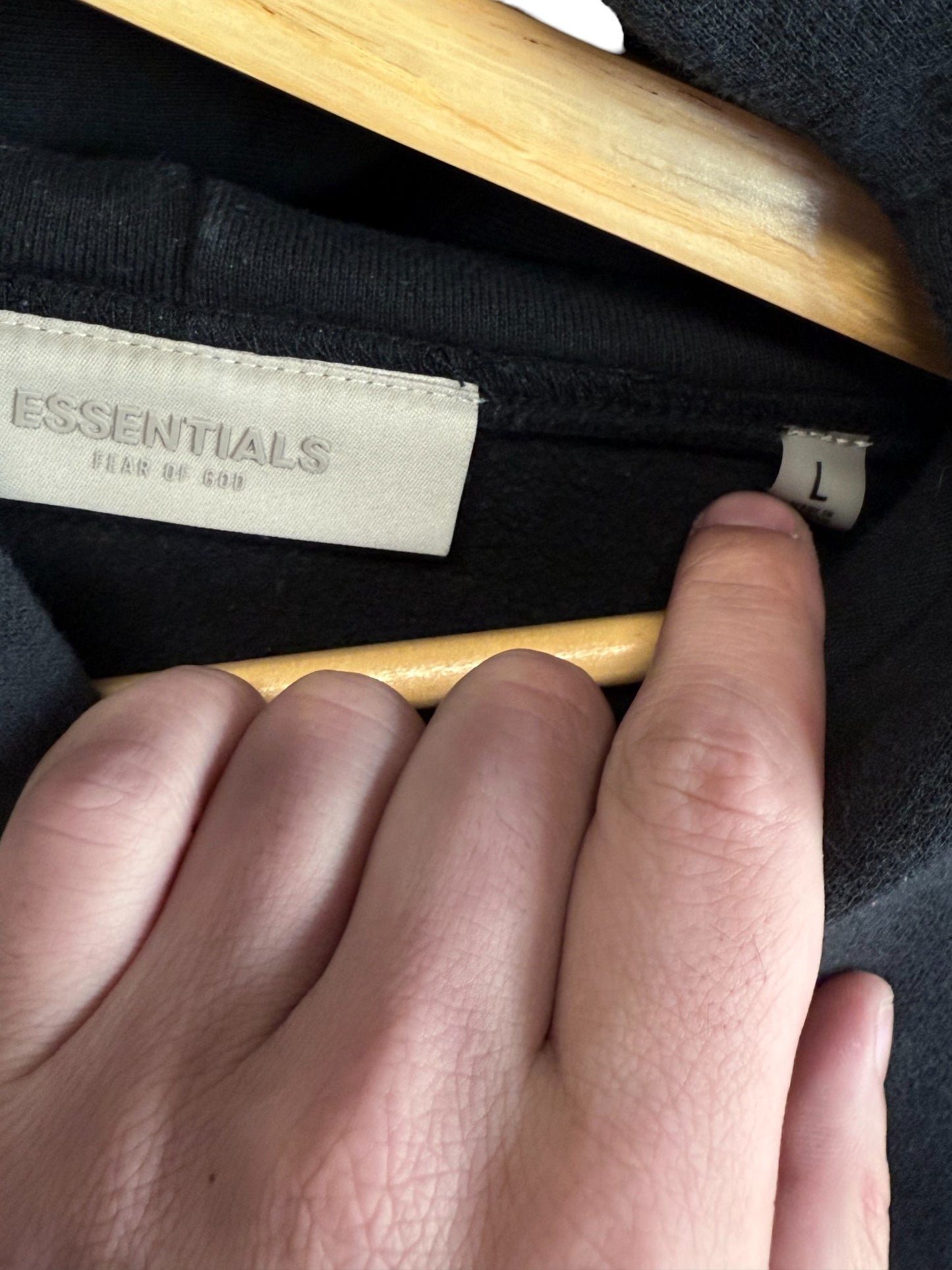 Fear of God Essentials Black Pullover Hoodie Size Large