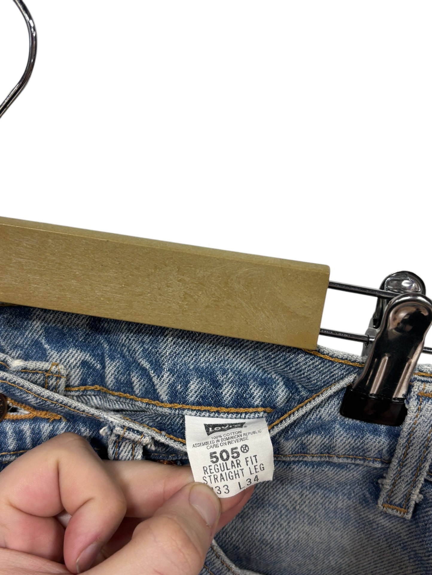Vintage Levi's 505 Orange Tab Repaired Distressed Denim Jeans Size 31x33
