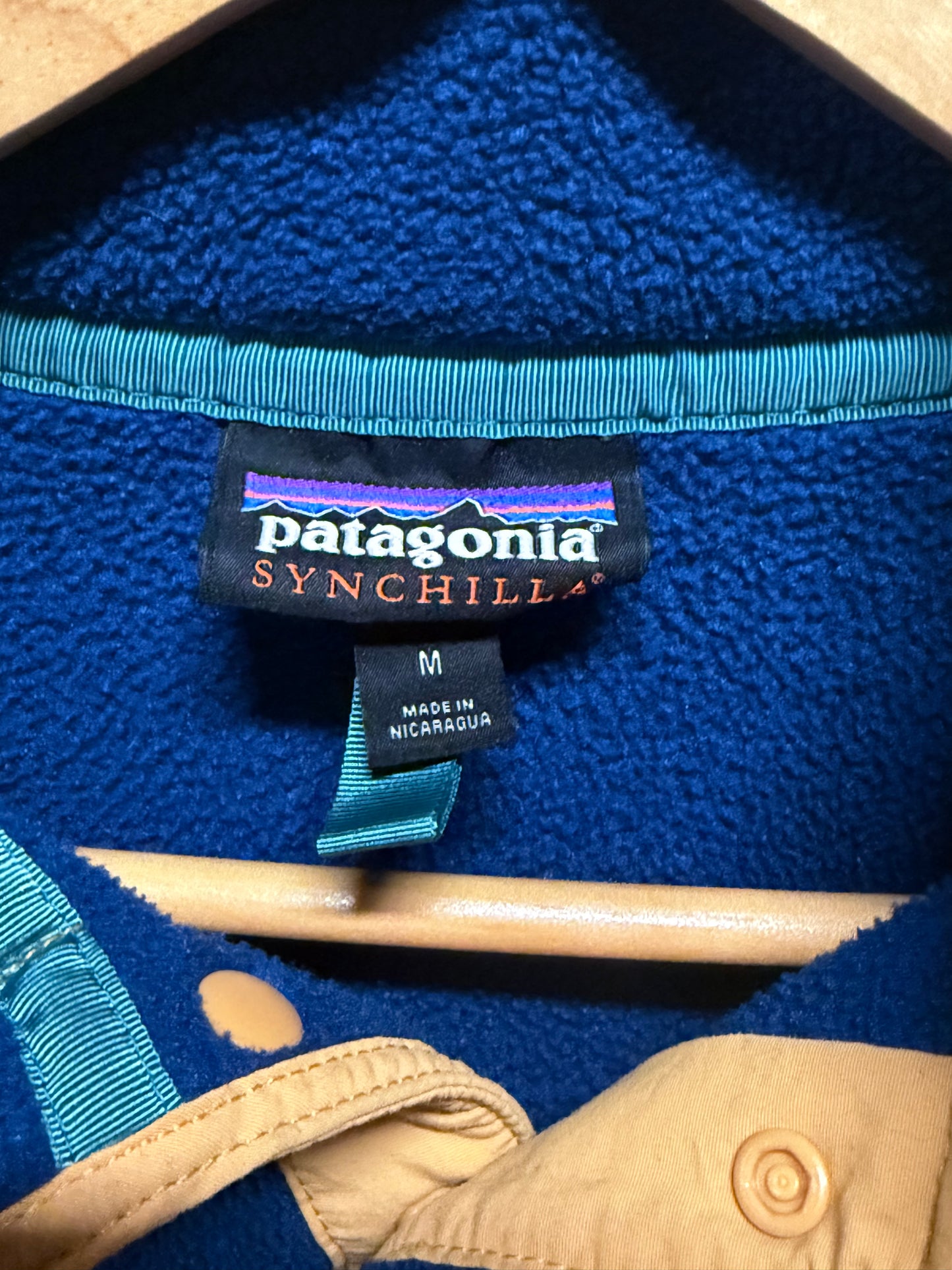 Patagonia Synchilla Snap T Blue Purple Fleece Sweater Size Medium