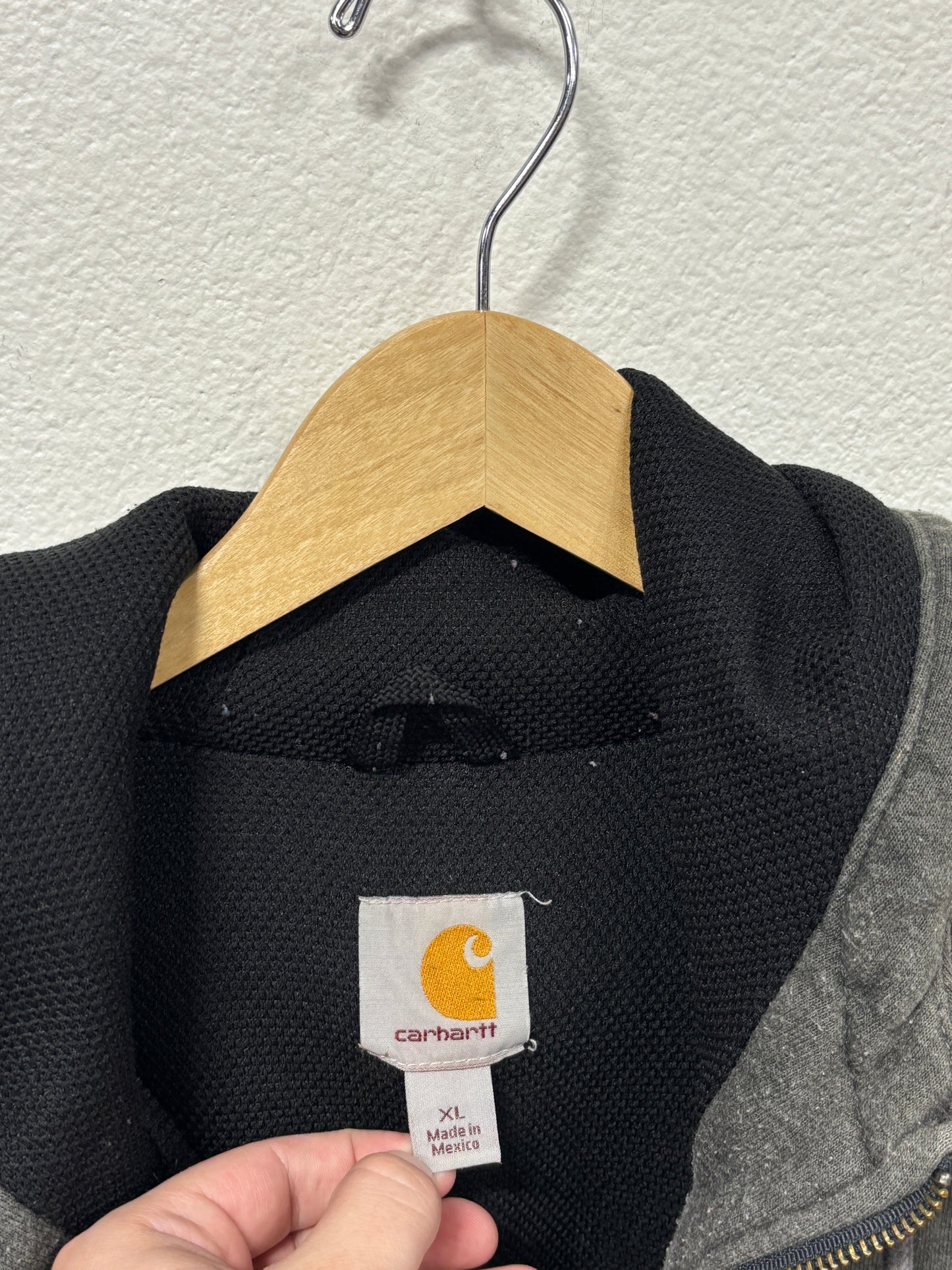 Carhartt Classic Logo Grey Heavyweight Zip Up Hoodie Size XL