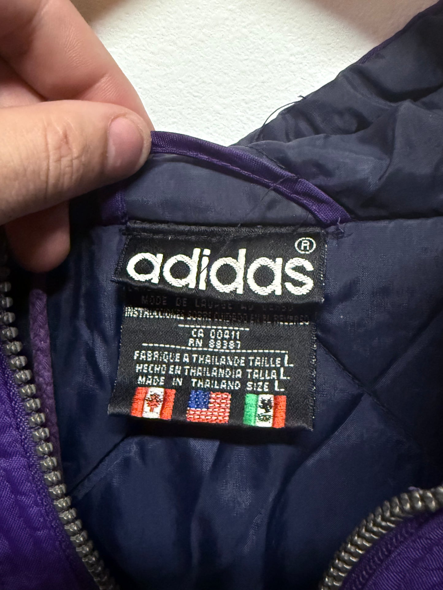 Vintage 90's Adidas Purple Full Zip Windbreaker Jacket Size Large