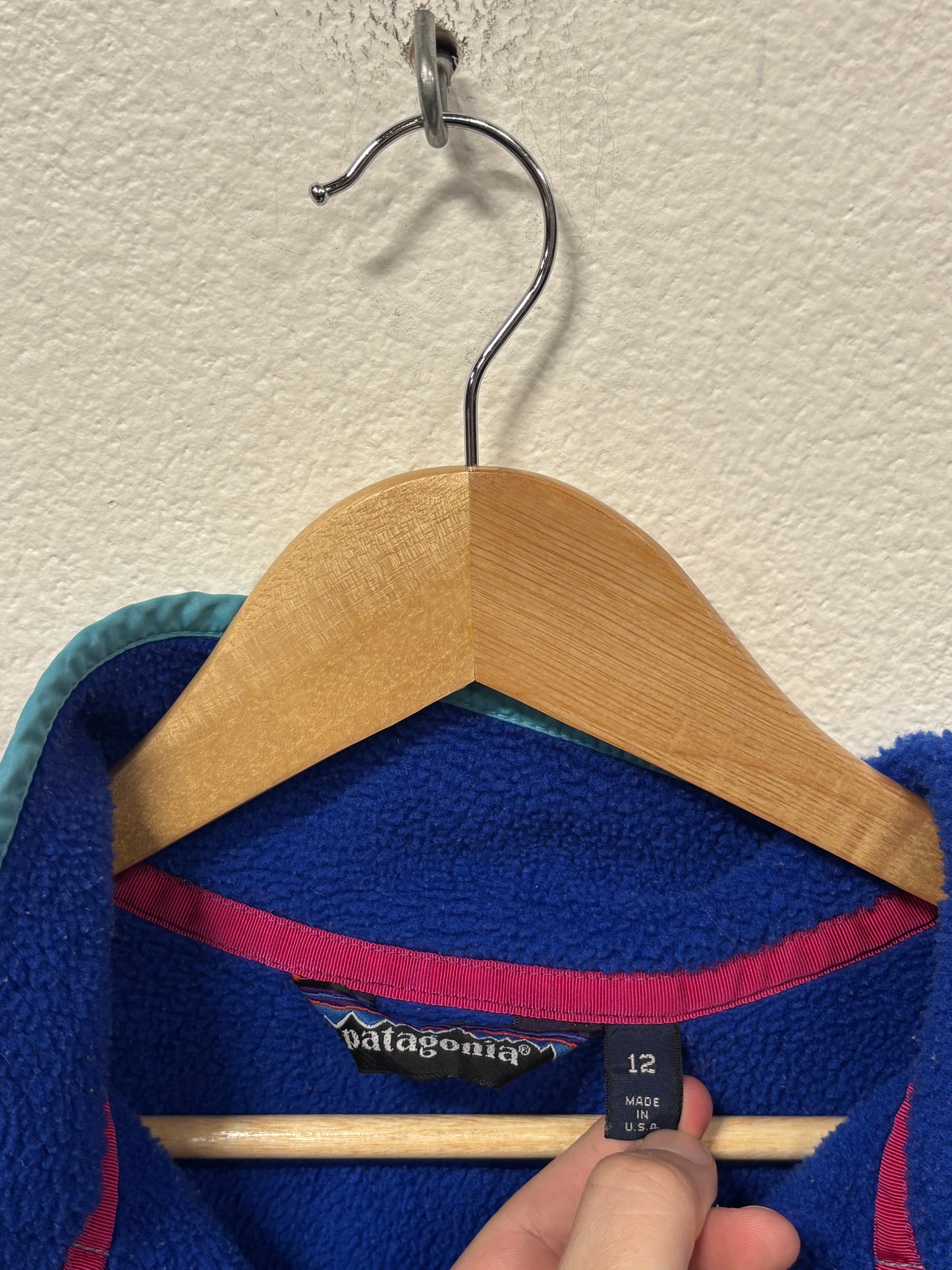 Vintage Women's Patagonia Made in USA Blue Snap T Sweater Size Medium