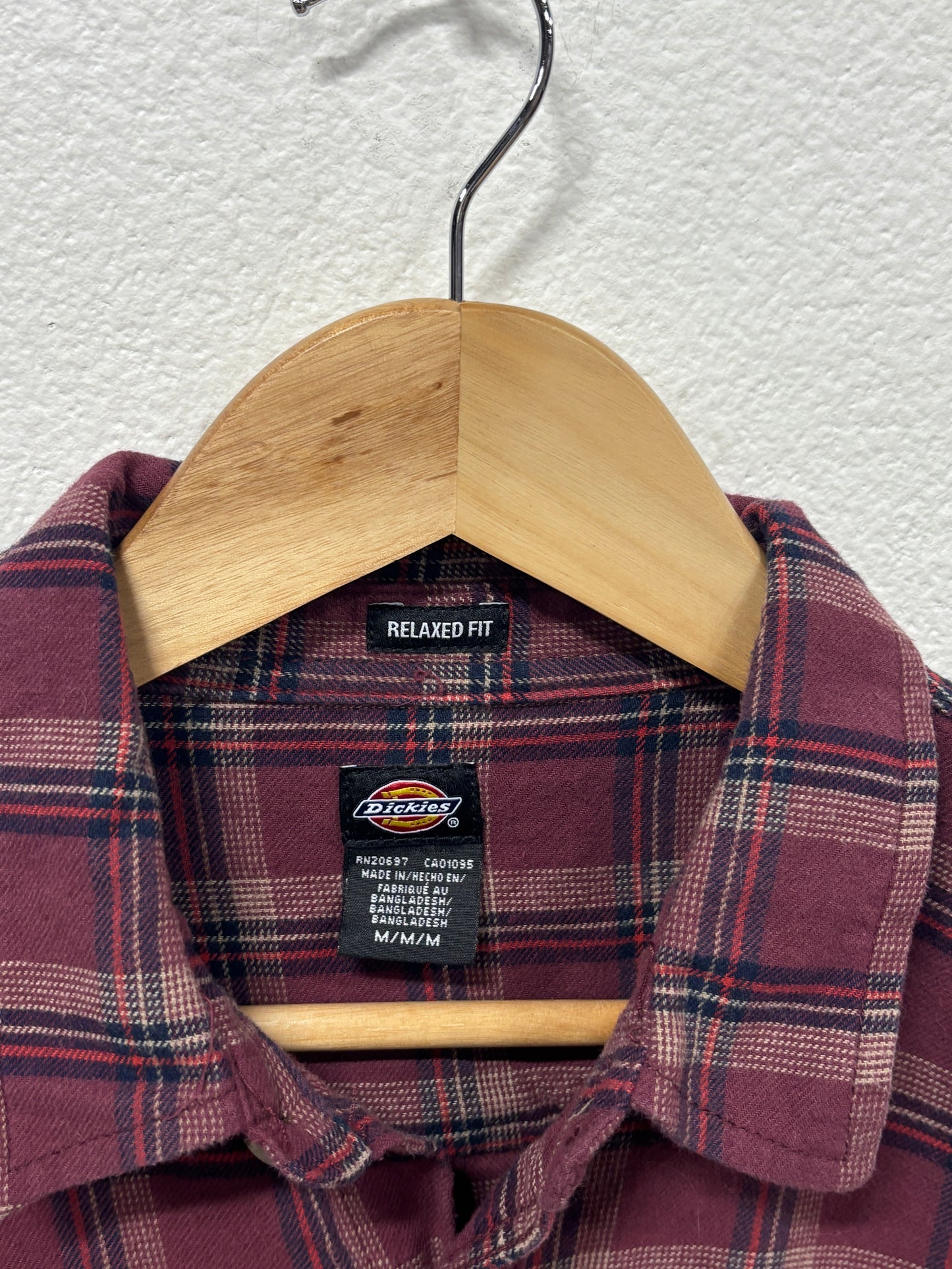 Dickies Red Flannel Button Up Shirt Size Medium