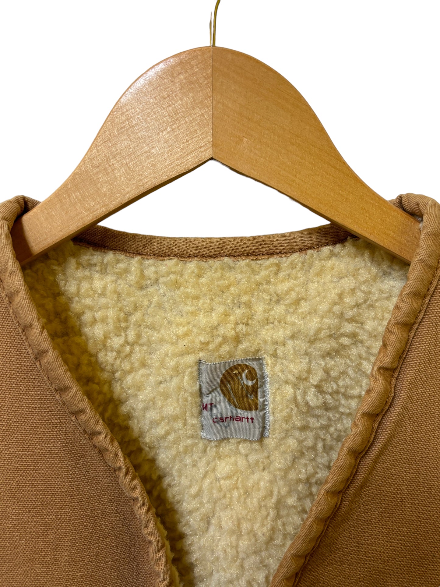 Vintage Carhartt Brown Sherpa Lined Made in USA Zip Up Vest Size Medium