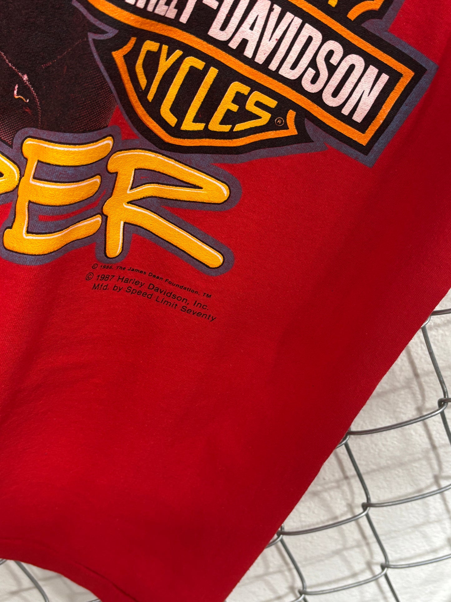 Vintage 1987 Harley Davidson James Dean Rebel Rider Cutoff Tee Size XL
