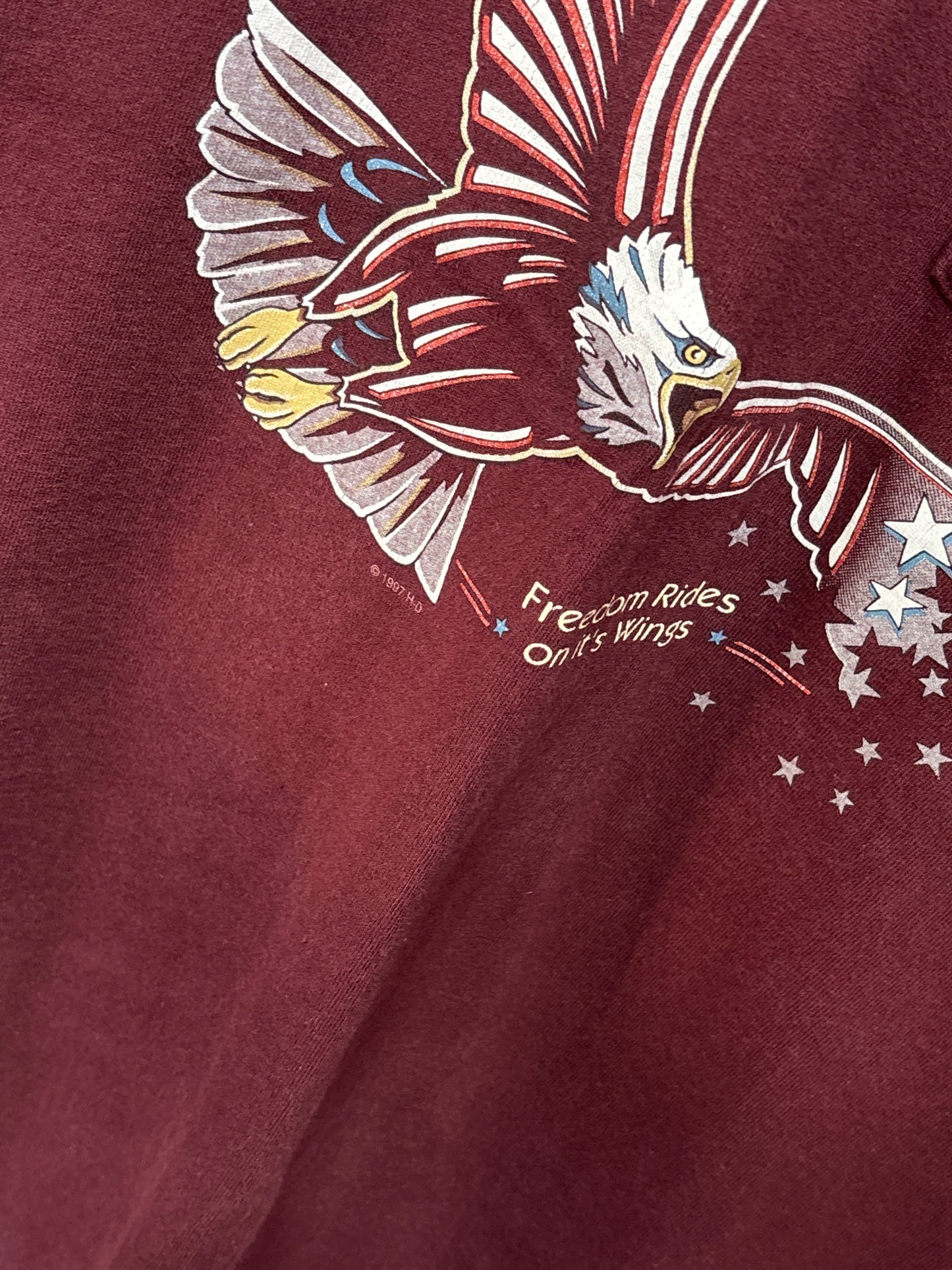 Vintage 1997 Harley Davidson Freedom Rides On It's Wings Tee Size XL