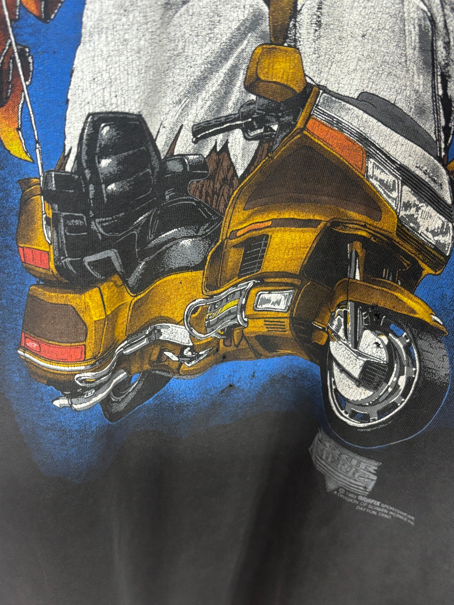 Vintage 1993 Tour America Bald Eagle Biker Graphic Tee Size XXL