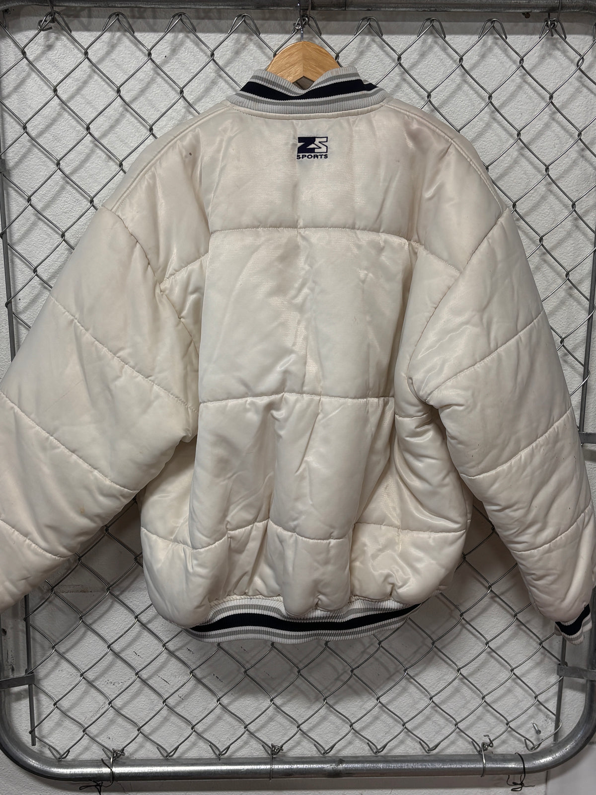 Y2K New York Yankees White Puffer Bomber Jacket Size Large