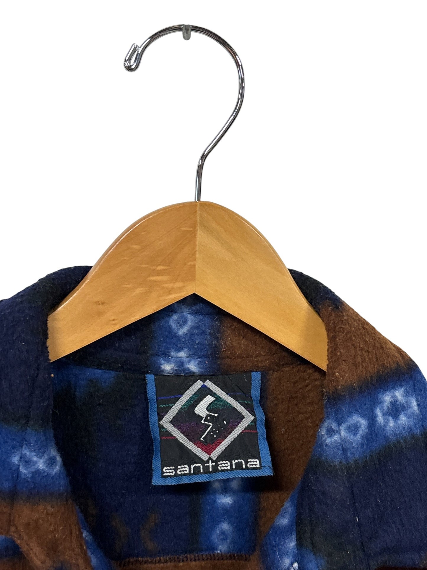 Vintage 90's Santana Aztec Print Fleece Button Up Shirt Size Large