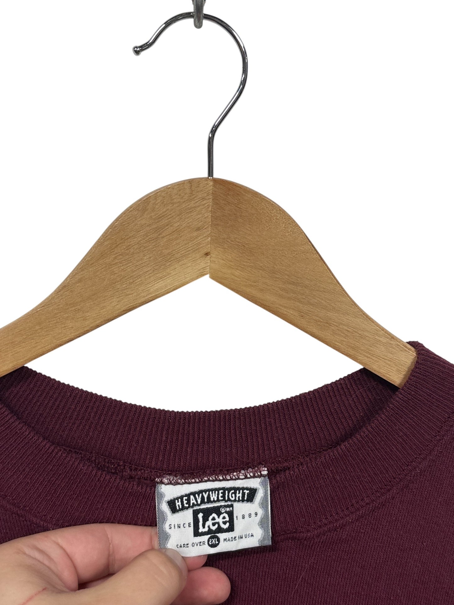 Vintage 90's Lee Heavyweight Maroon Blank Crewneck Sweater Size XXL
