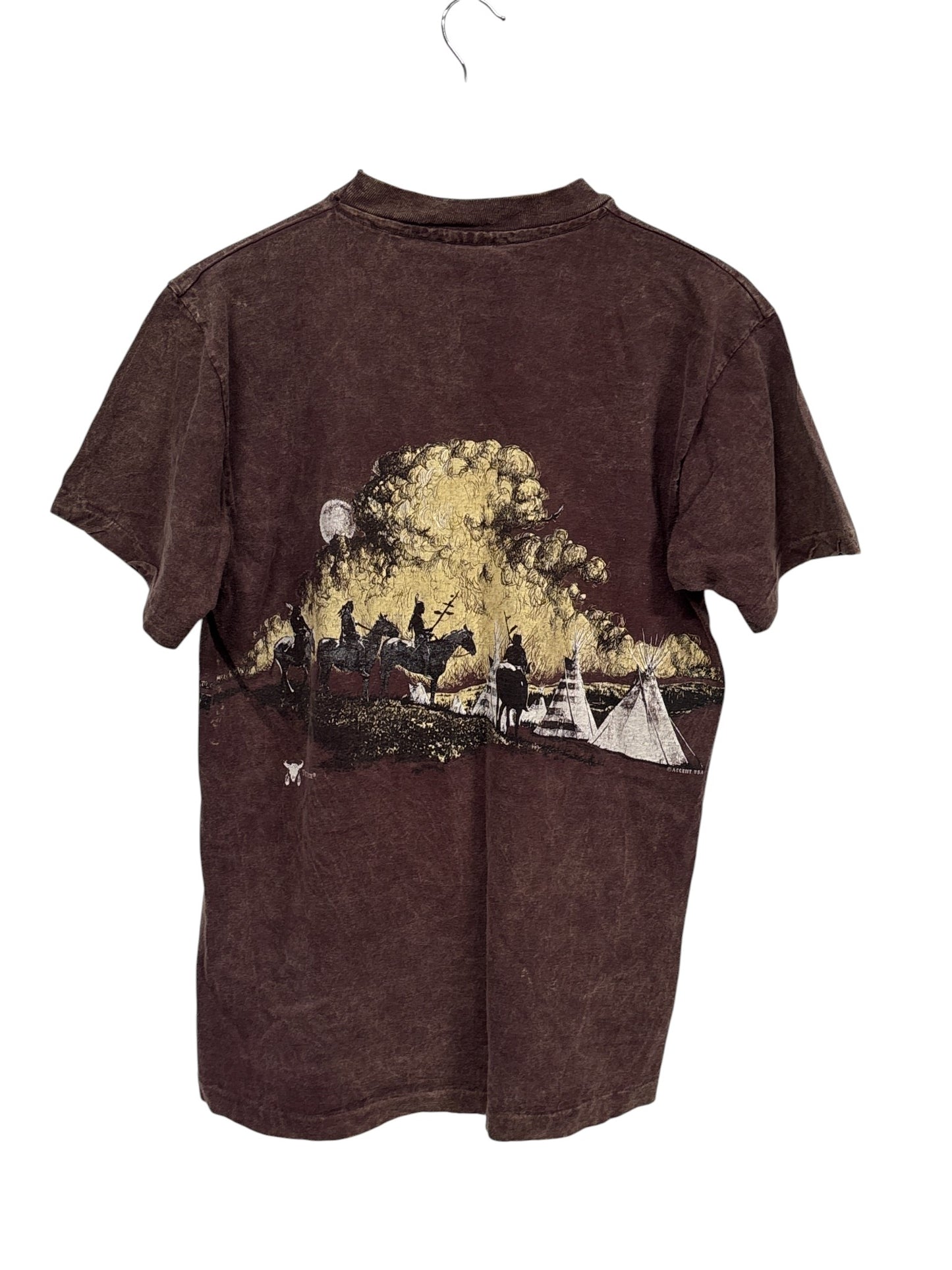 Vintage 90's Flathead Lake Montana Native Art Graphic Tee Size Medium