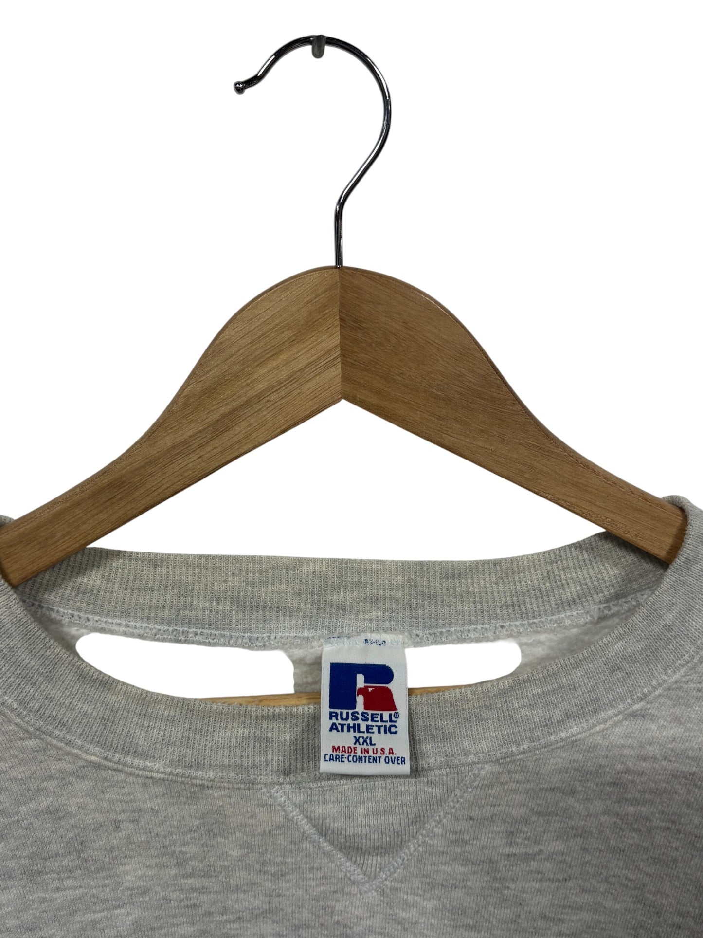 Vintage 90's Russell Athletic Grey Blank Crewneck Sweater Made USA Size XXL