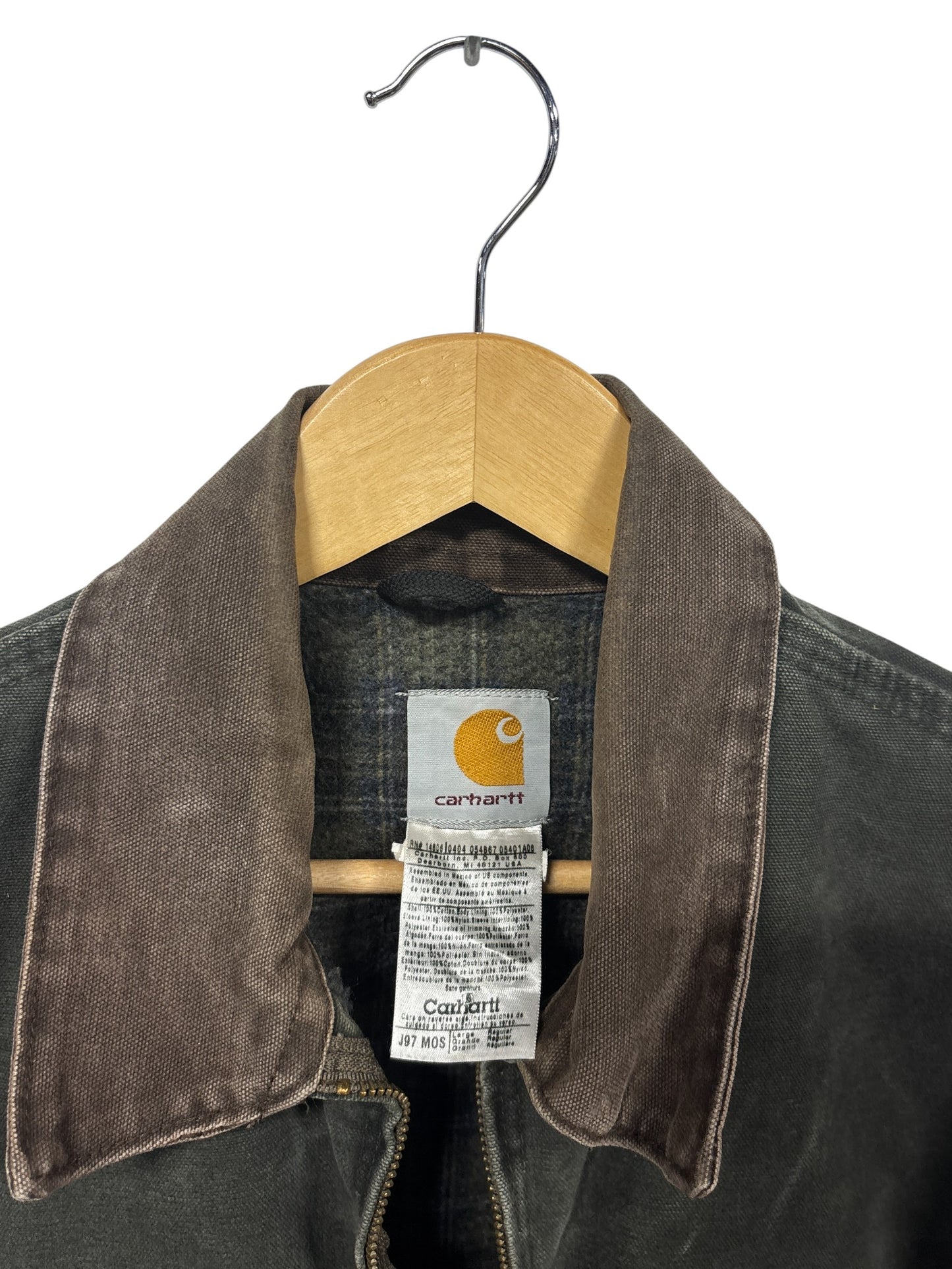 Vintage Carhartt J97 Moss Green Detroit Blanket Lined Jacket Size Large