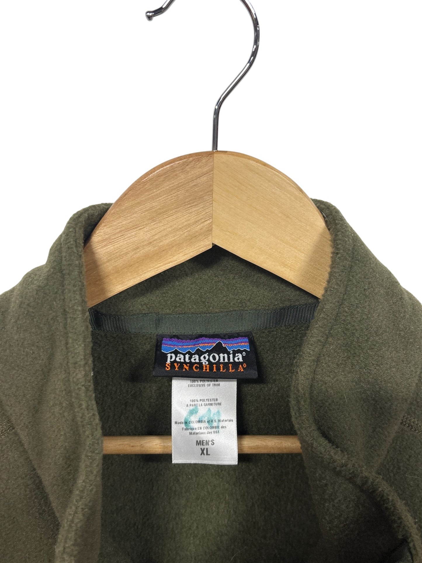 Vintage Patagonia Synchilla Olive Green Zip Up Sweater Size XL