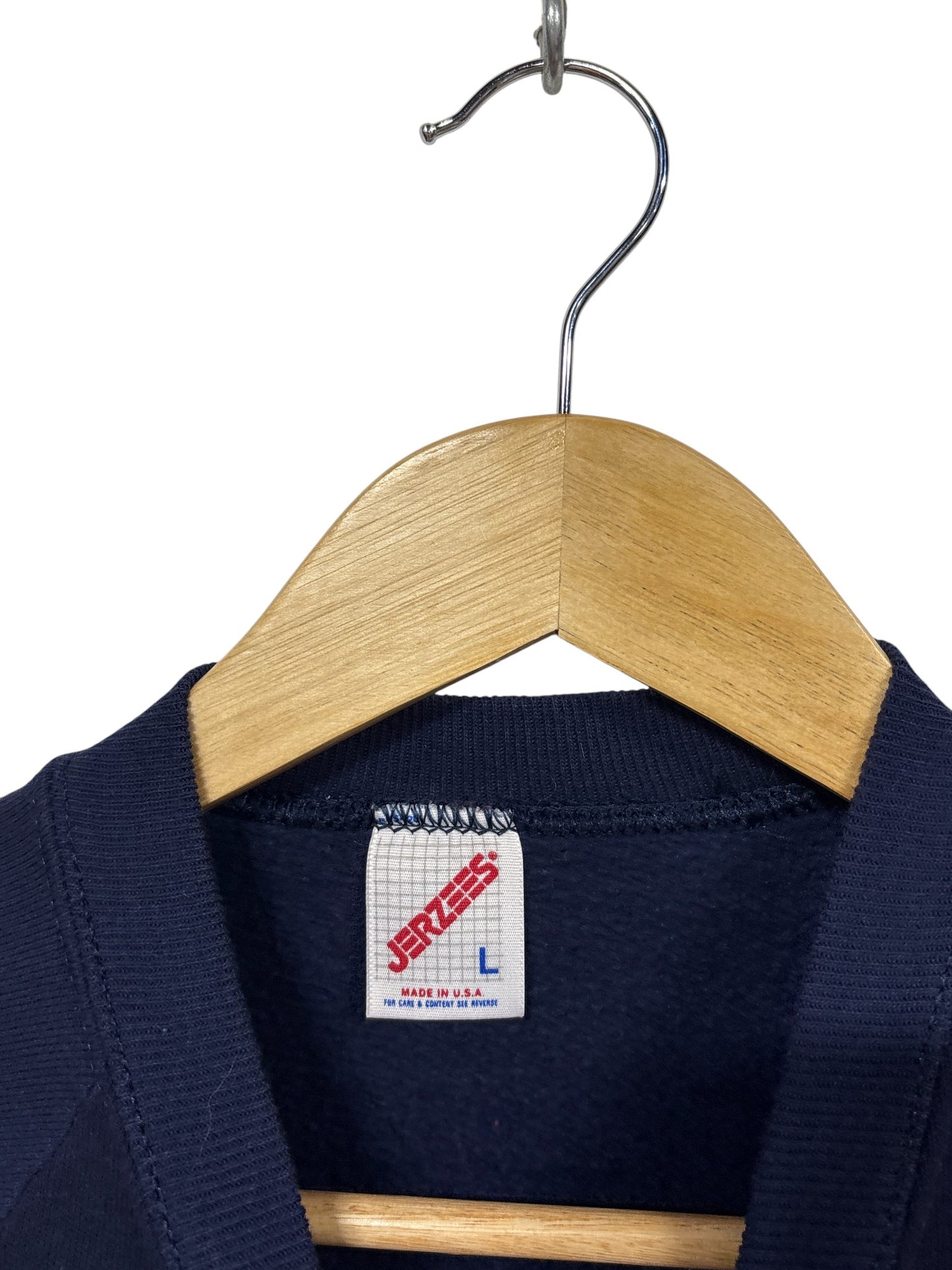 Vintage 90's Jerzees Navy Blue Blank Crewneck Sweater Size Large