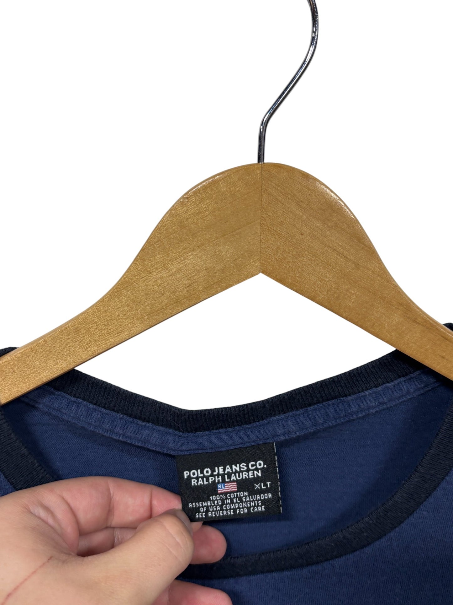 Vintage Polo Jeans Ralph Lauren Division Champs Ringer Tee Size XL