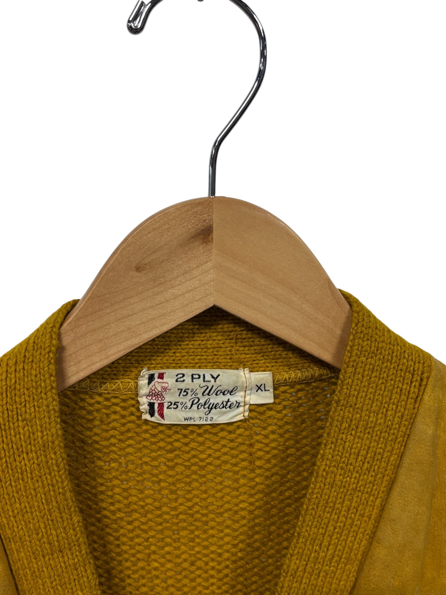 Vintage 70's Mustard Yellow Cardigan Sweater Size XL