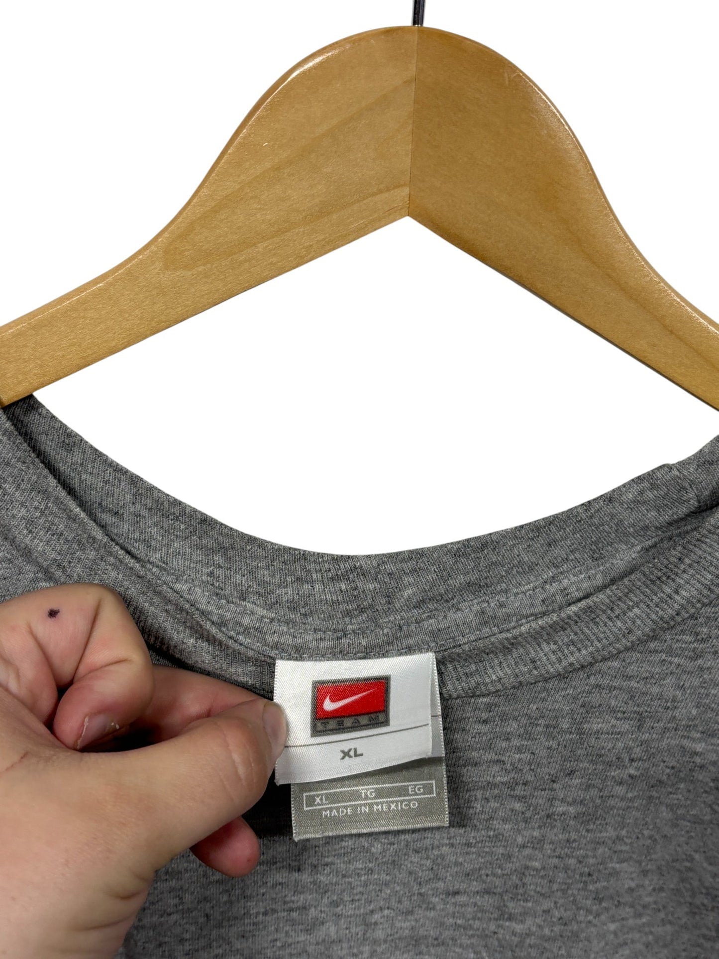 Vintage Nike Grey Blank Back Swoosh Tee Size XL