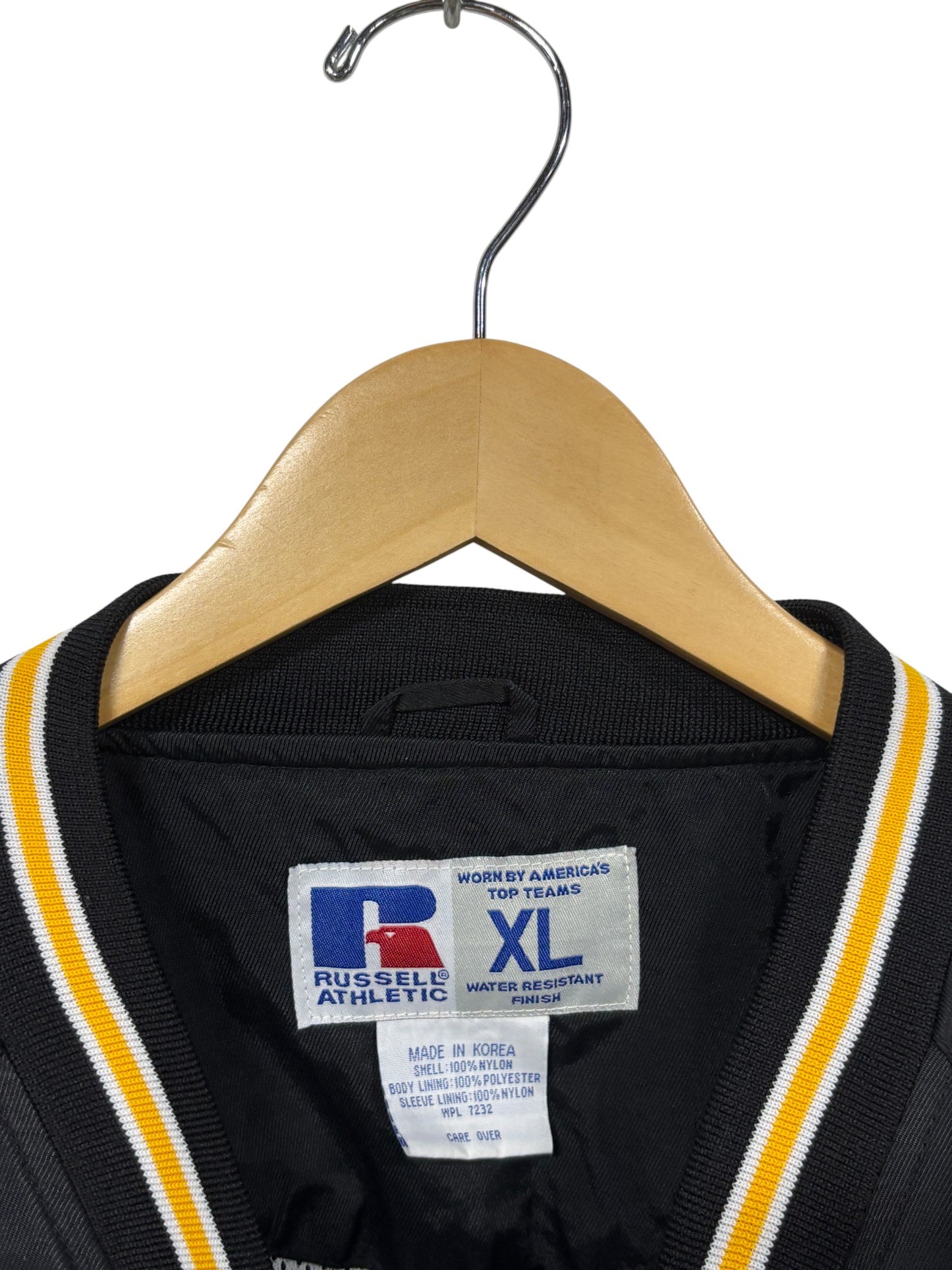 Vintage 90's Russell Athletic Black Yellow Pullover Jacket Size XL