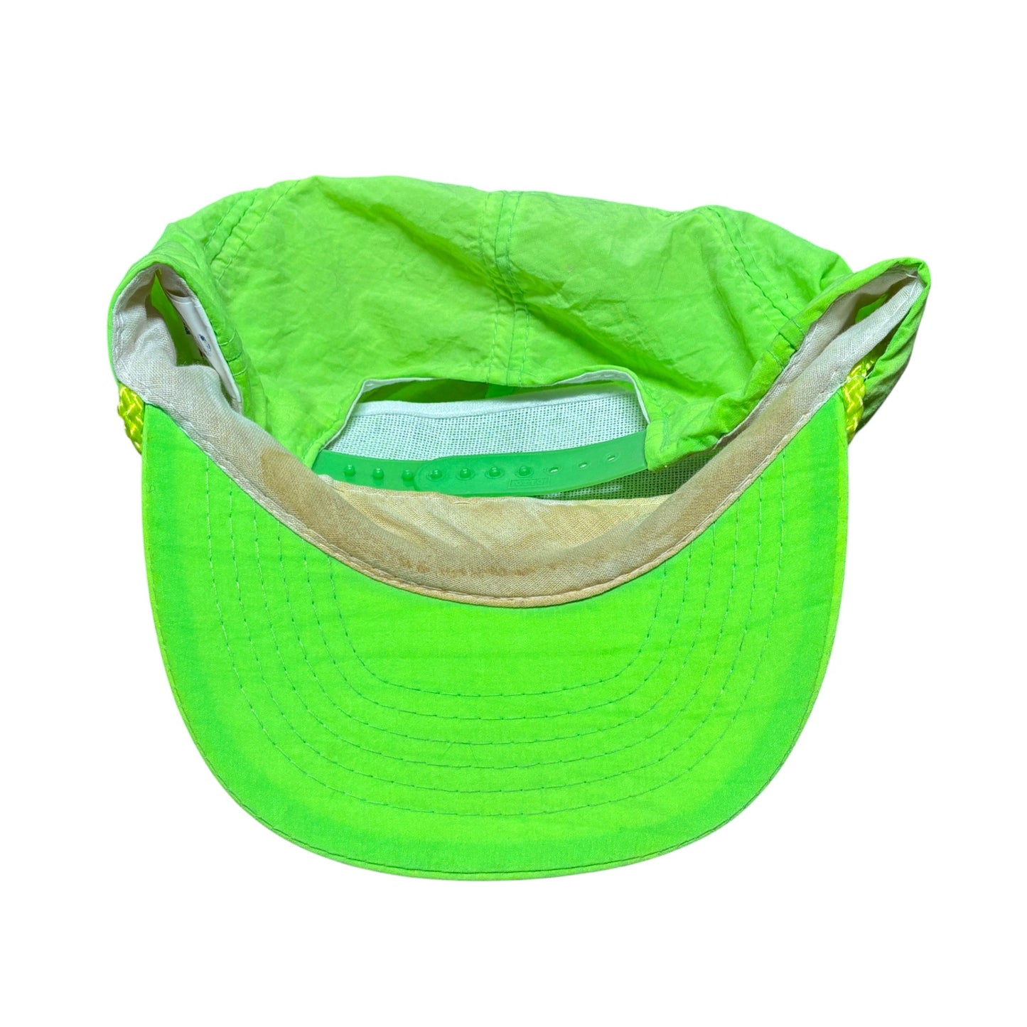 Vintage 90's Kalispell Montana Gold rush Neon Green Hat