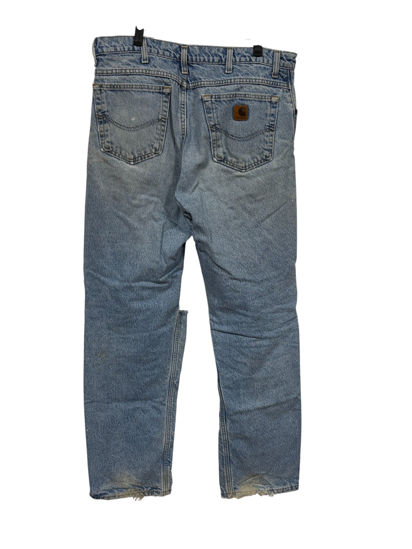 Vintage Carhartt Flannel Lined Denim Distressed Jeans Size 36x32